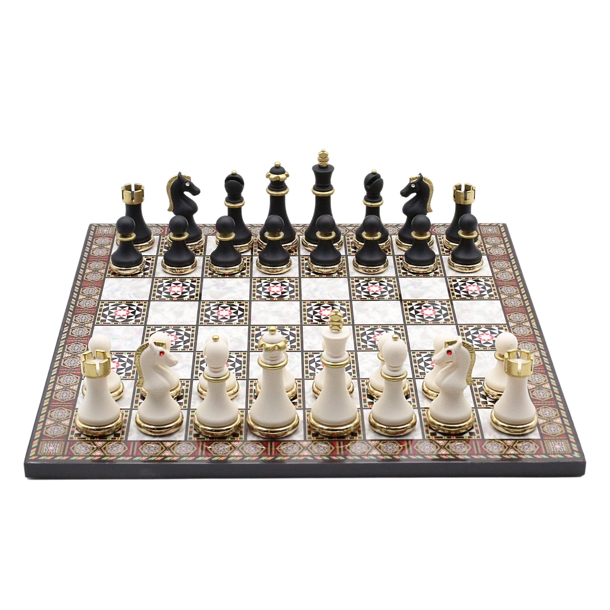 Soft Touch Baroque Metal Chess Set | Wooden Chess Board 37CM (15") - Cooper Chess