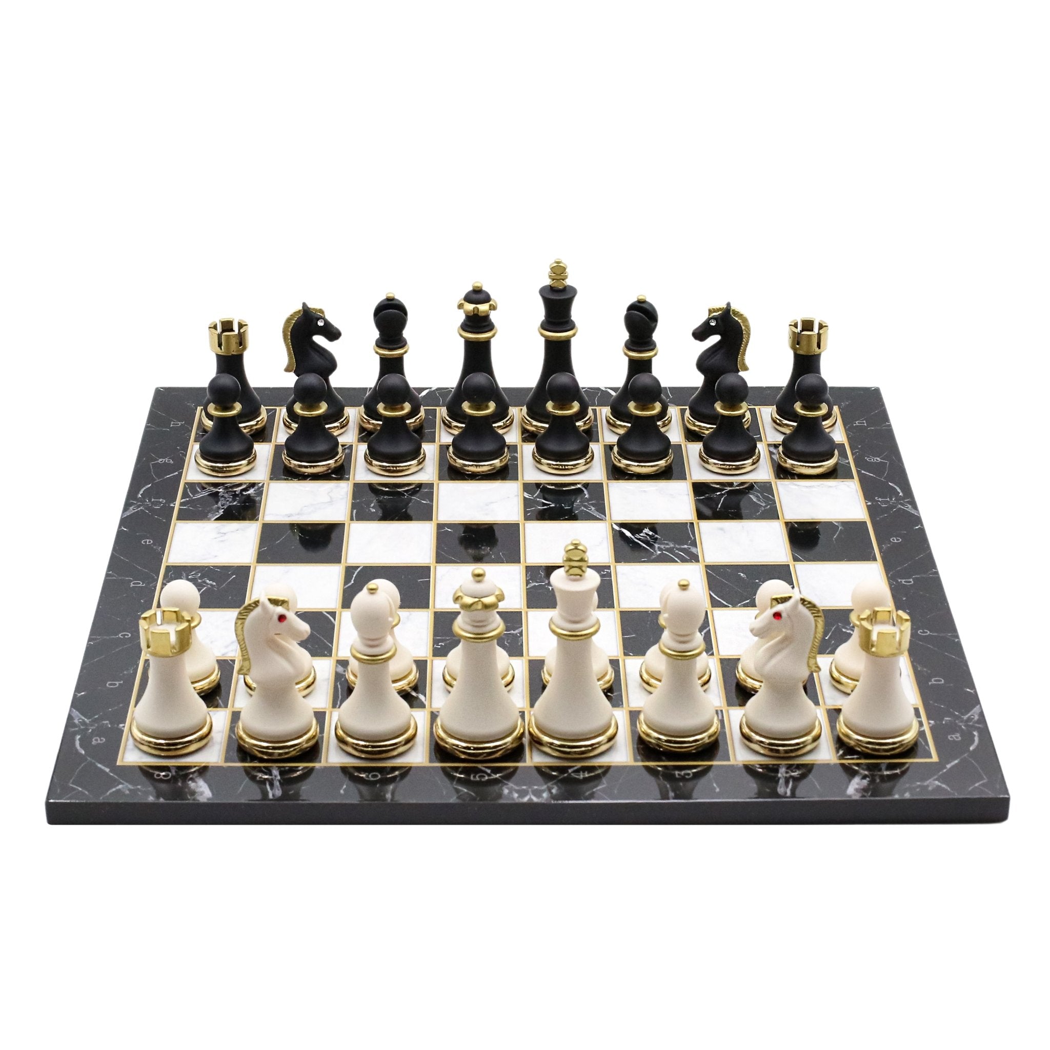 Soft Touch Baroque Metal Chess Set | Wooden Chess Board 37CM (15") - Cooper Chess