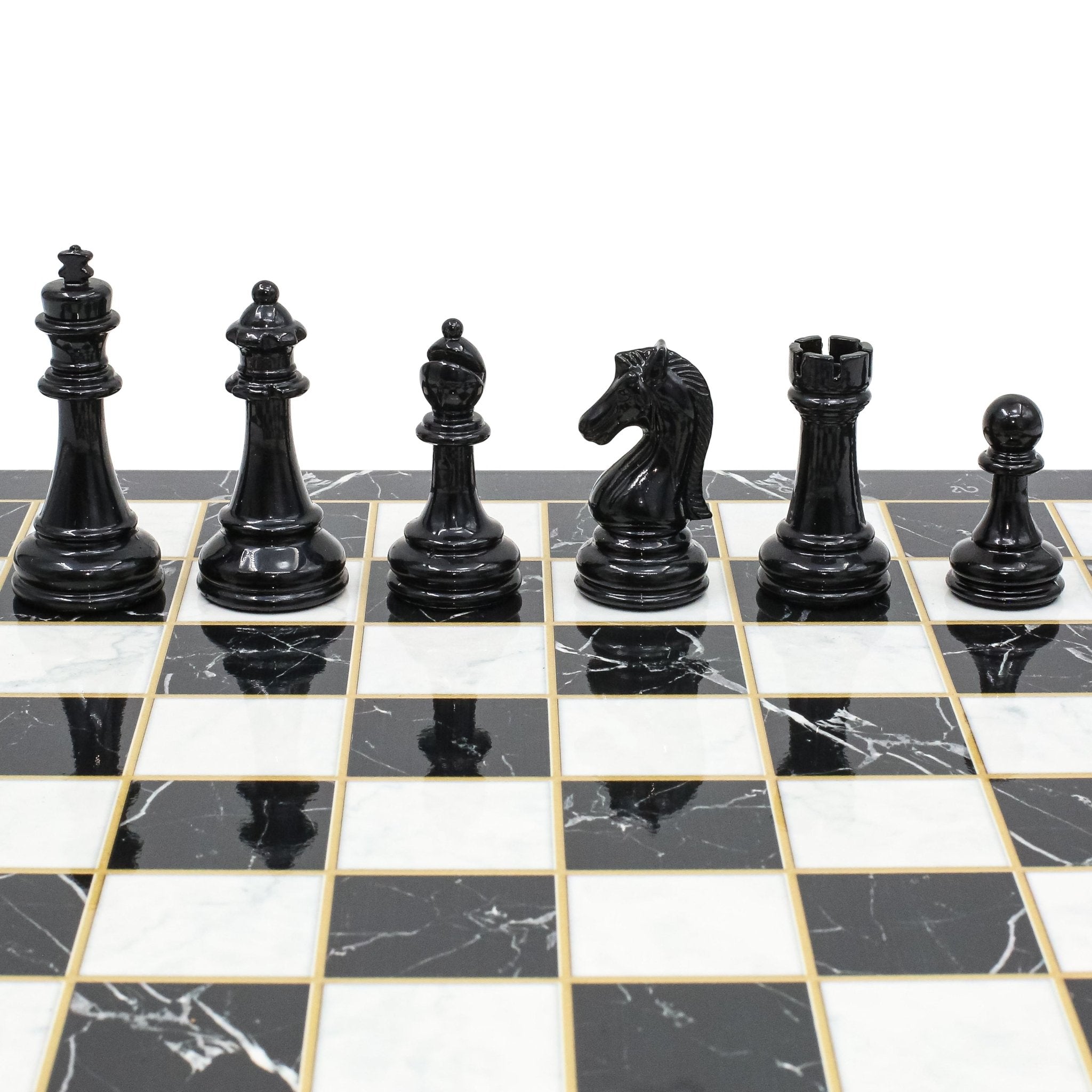 BLACK & WHITE Metal Chess Set | Wooden Chess Board 37CM (15") - Cooper Chess