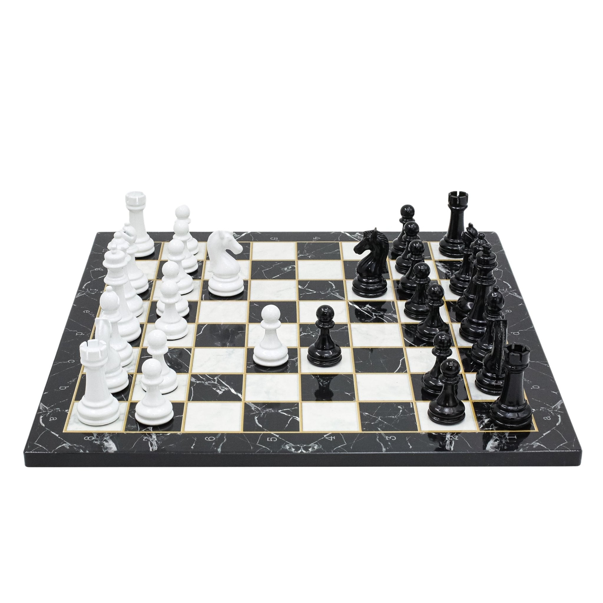 BLACK & WHITE Metal Chess Set | Wooden Chess Board 37CM (15") - Cooper Chess