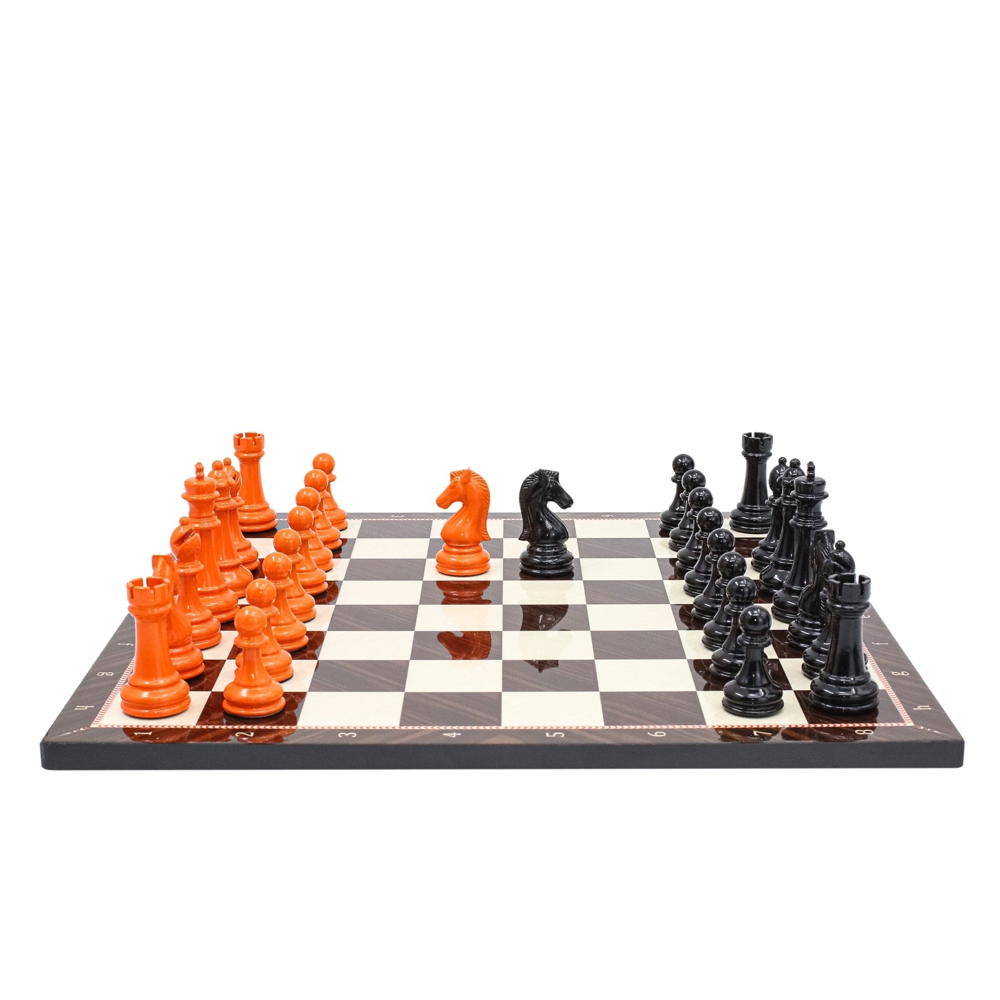 BLACK & ORANGE Metal Chess Set | Wooden Chess Board 37CM (15") - Cooper Chess