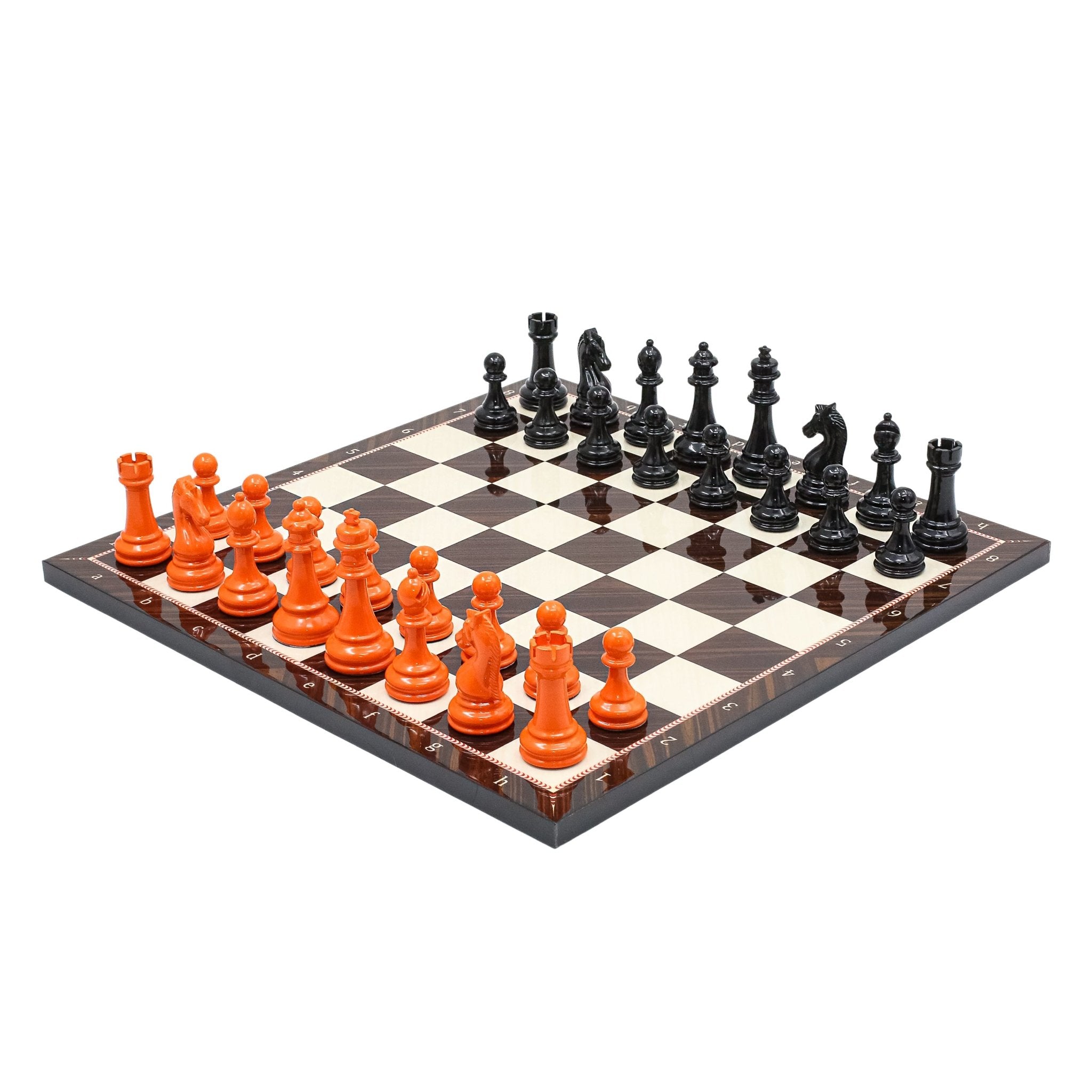 BLACK & ORANGE Metal Chess Set | Wooden Chess Board 37CM (15") - Cooper Chess
