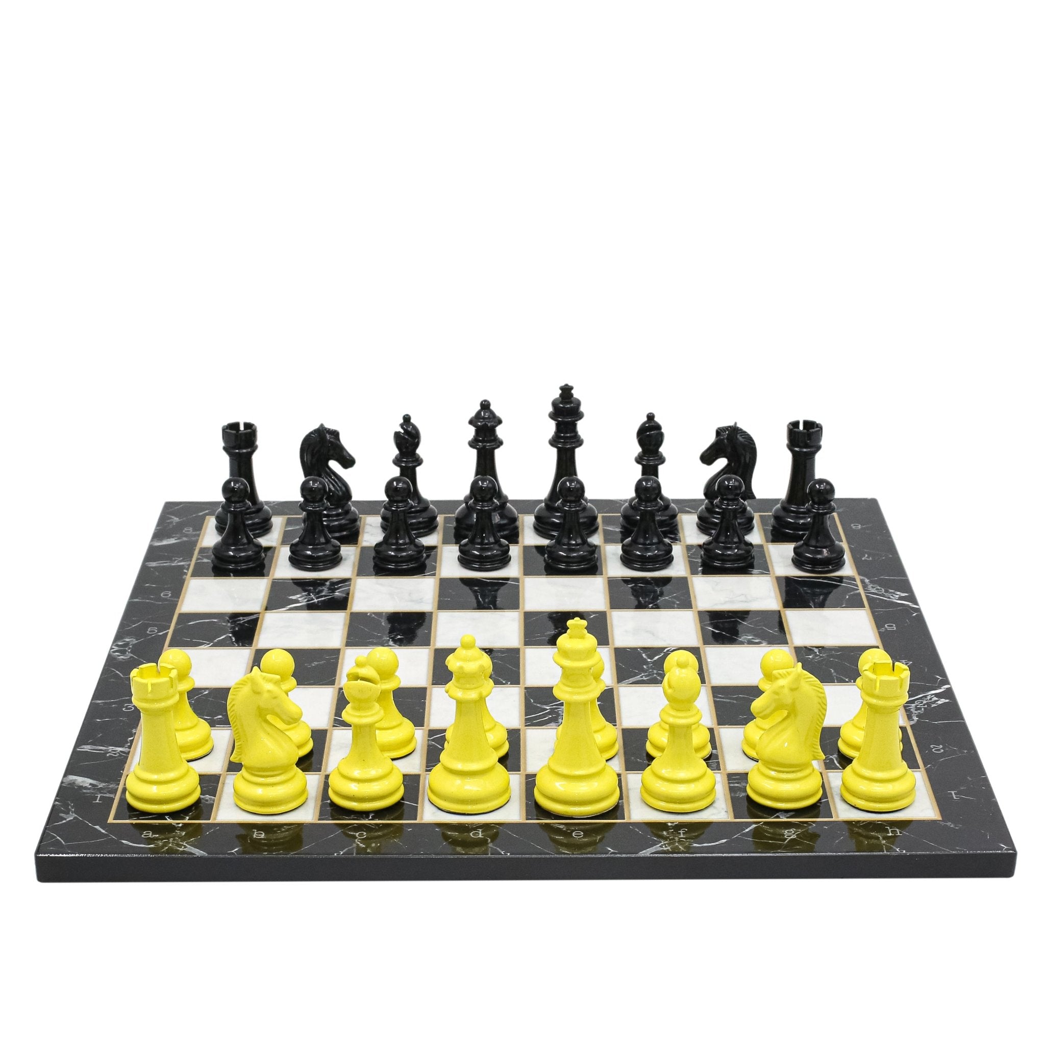 BLACK & YELLOW Metal Chess Set | Wooden Chess Board 37CM (15") - Cooper Chess
