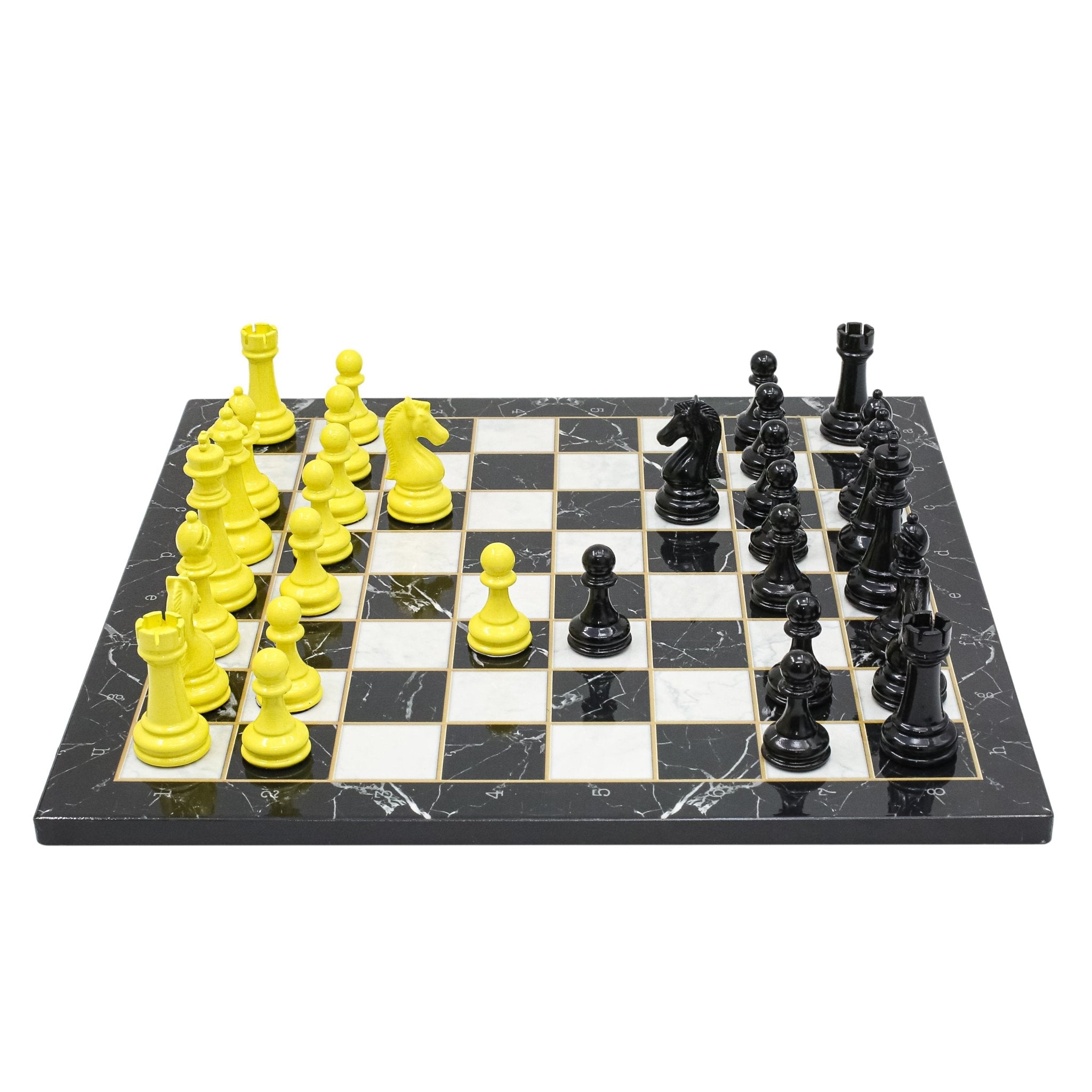 BLACK & YELLOW Metal Chess Set | Wooden Chess Board 37CM (15") - Cooper Chess
