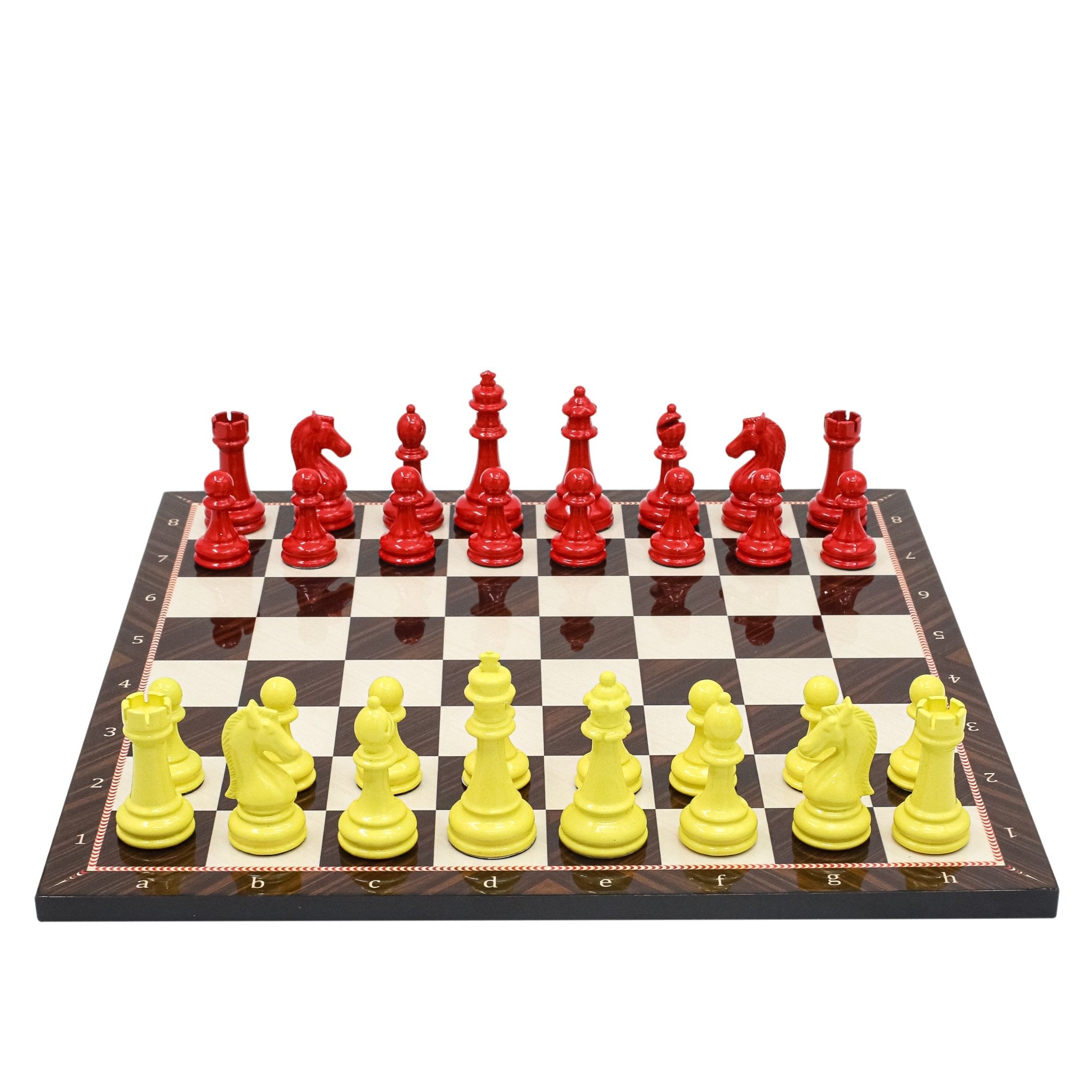 RED & YELLOW Metal Chess Set | Wooden Chess Board 37CM (15") - Cooper Chess