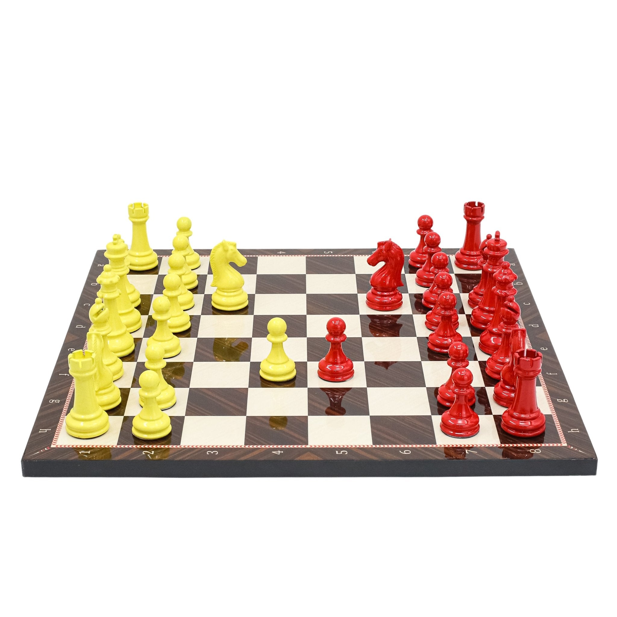 RED & YELLOW Metal Chess Set | Wooden Chess Board 37CM (15") - Cooper Chess