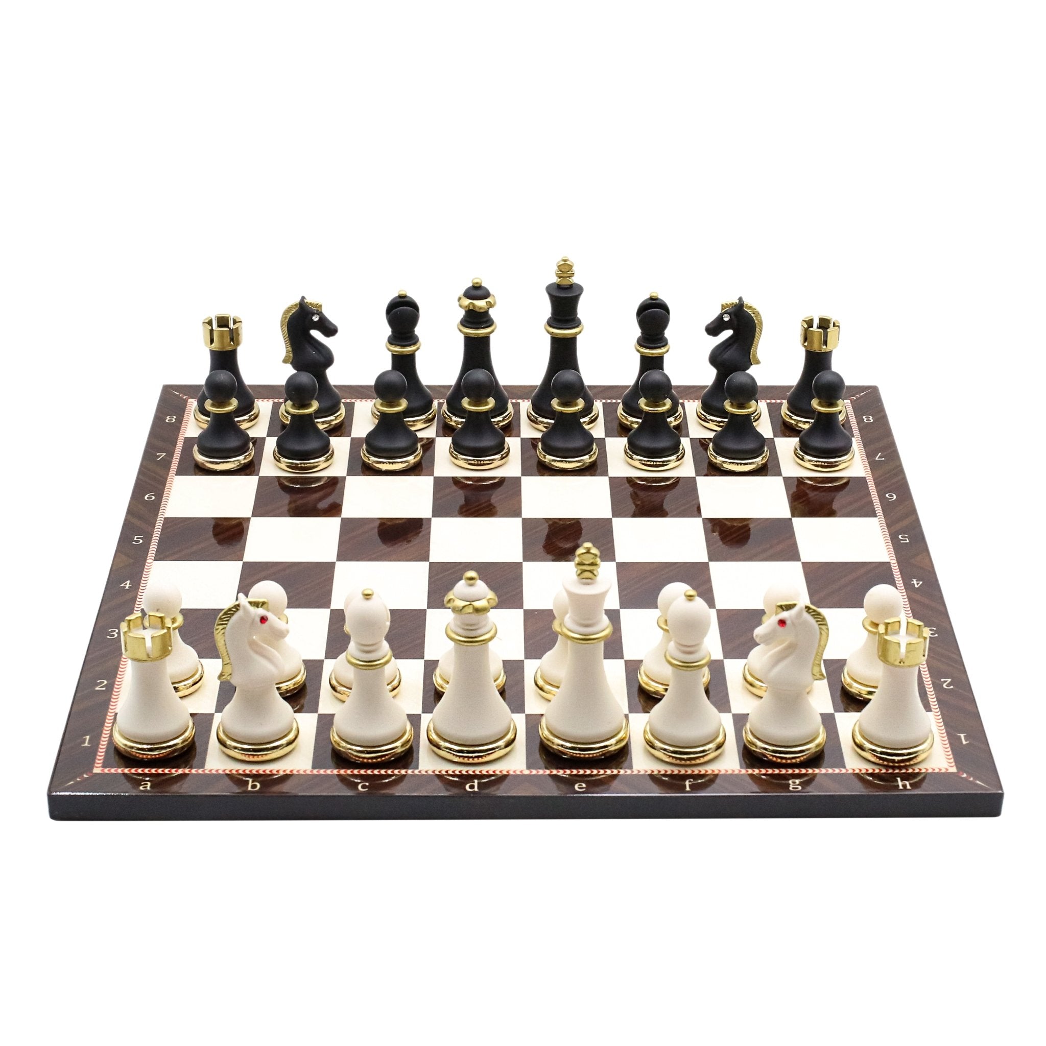 Soft Touch Baroque Metal Chess Set | Wooden Chess Board 37CM (15") - Cooper Chess