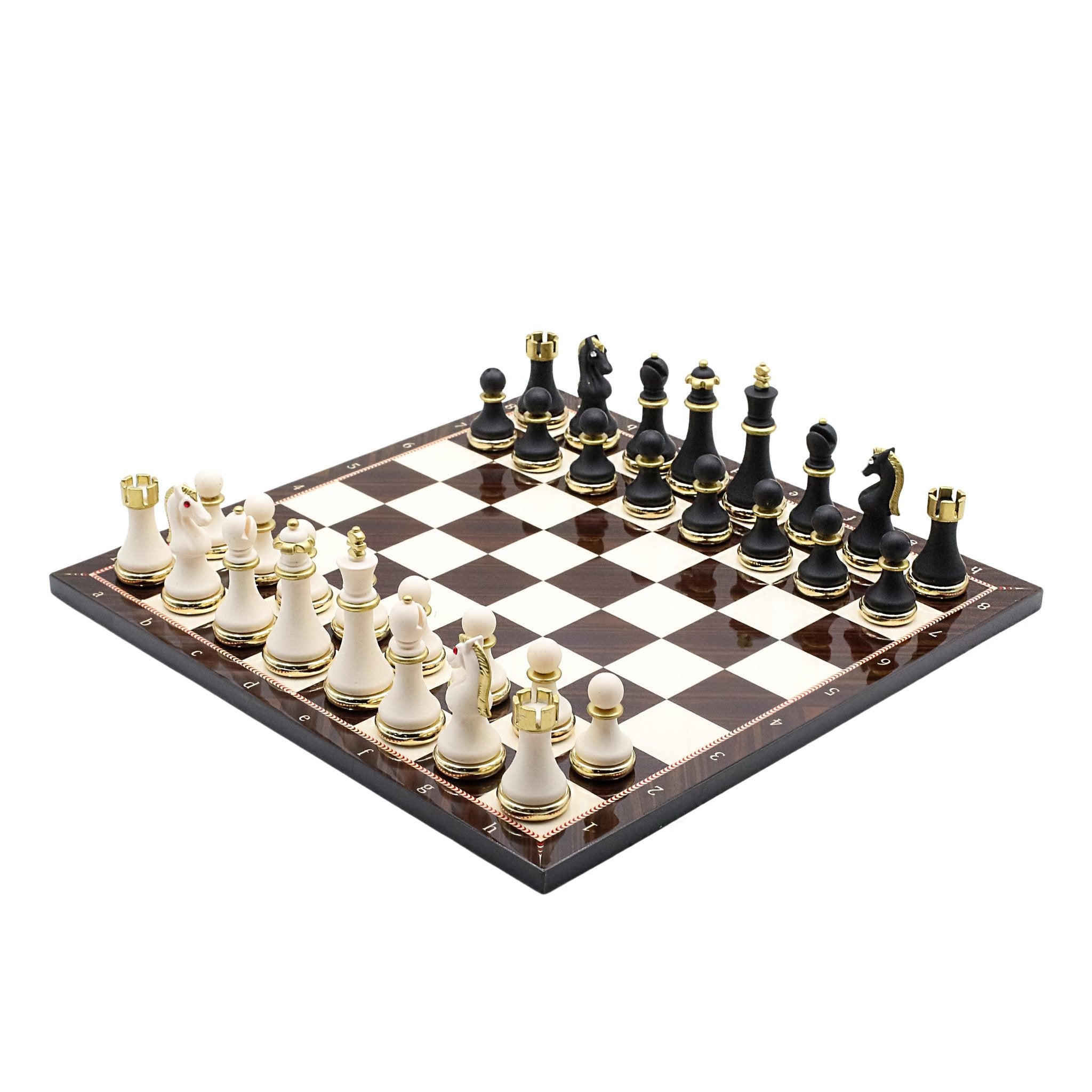 Soft Touch Baroque Metal Chess Set | Wooden Chess Board 37CM (15") - Cooper Chess