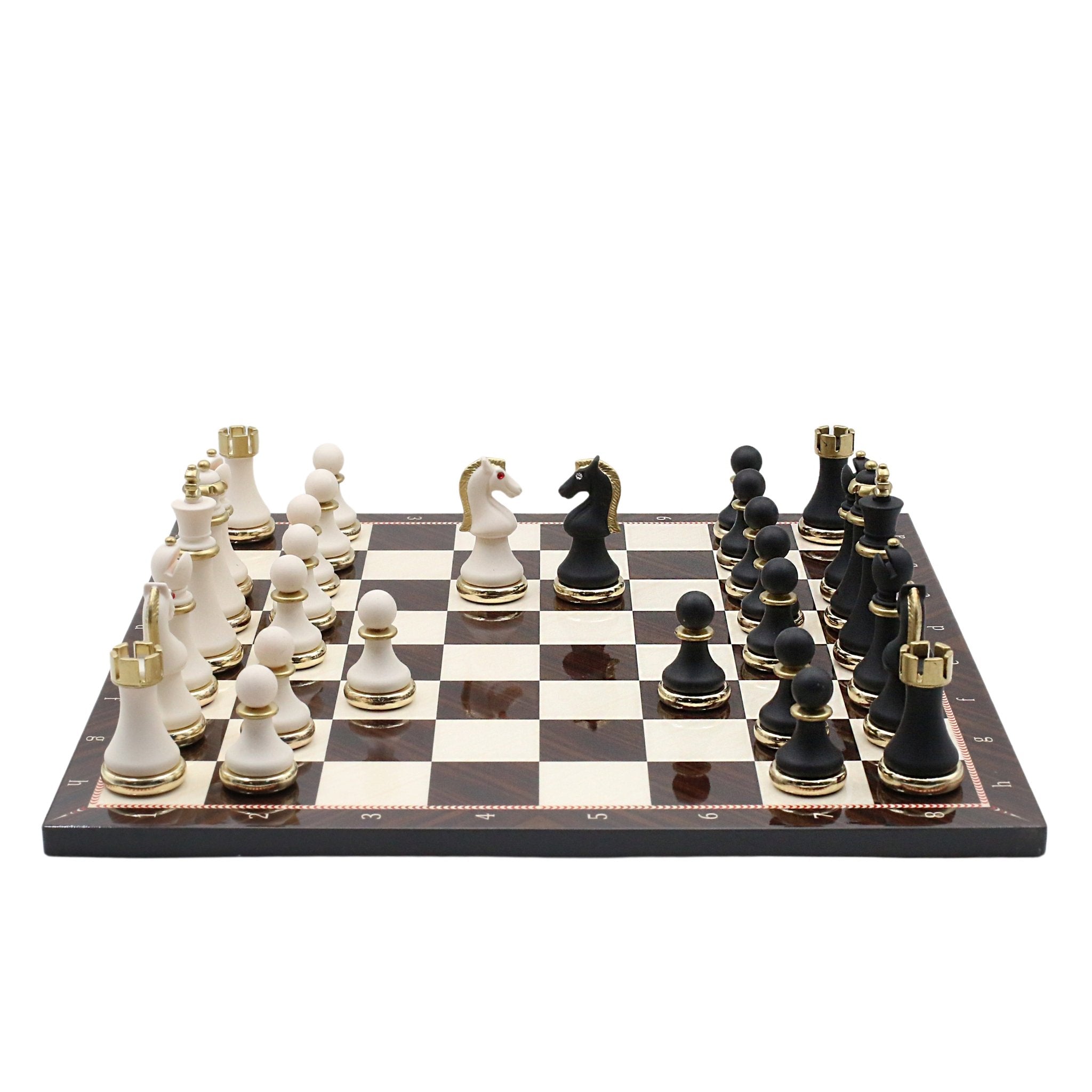 Soft Touch Baroque Metal Chess Set | Wooden Chess Board 37CM (15") - Cooper Chess