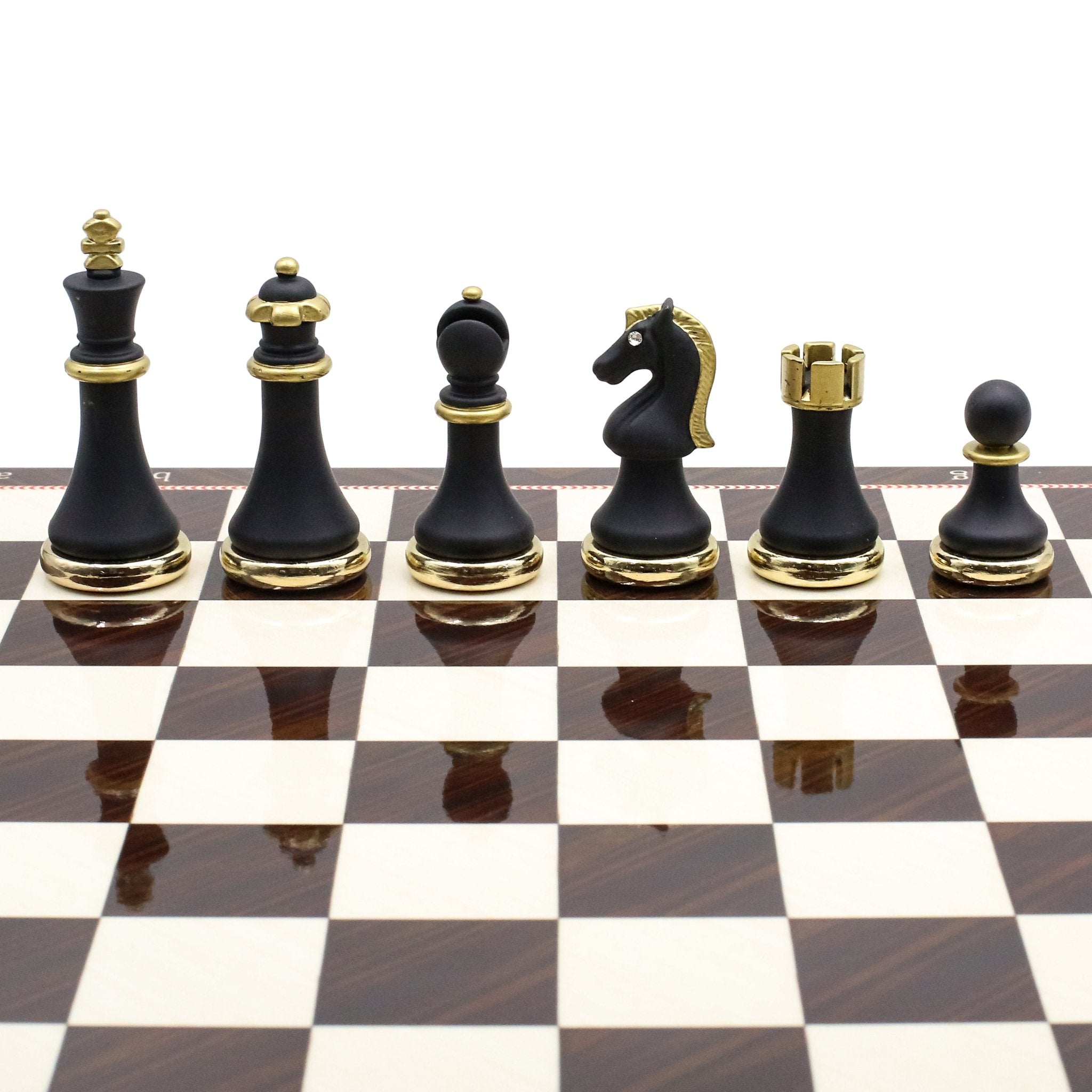 Soft Touch Baroque Metal Chess Set | Wooden Chess Board 37CM (15") - Cooper Chess