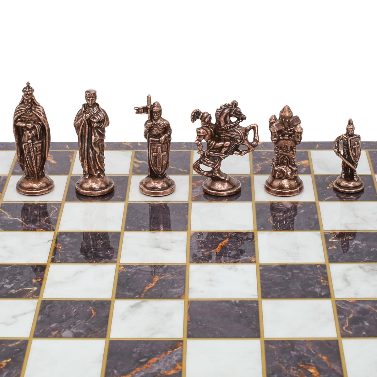 Royal British Vintage Metal Chess Set | Wooden Chess Board 37CM (15") - Cooper Chess