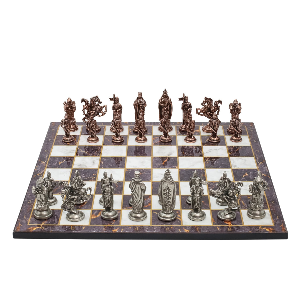 Royal British Vintage Metal Chess Set | Wooden Chess Board 37CM (15") - Cooper Chess