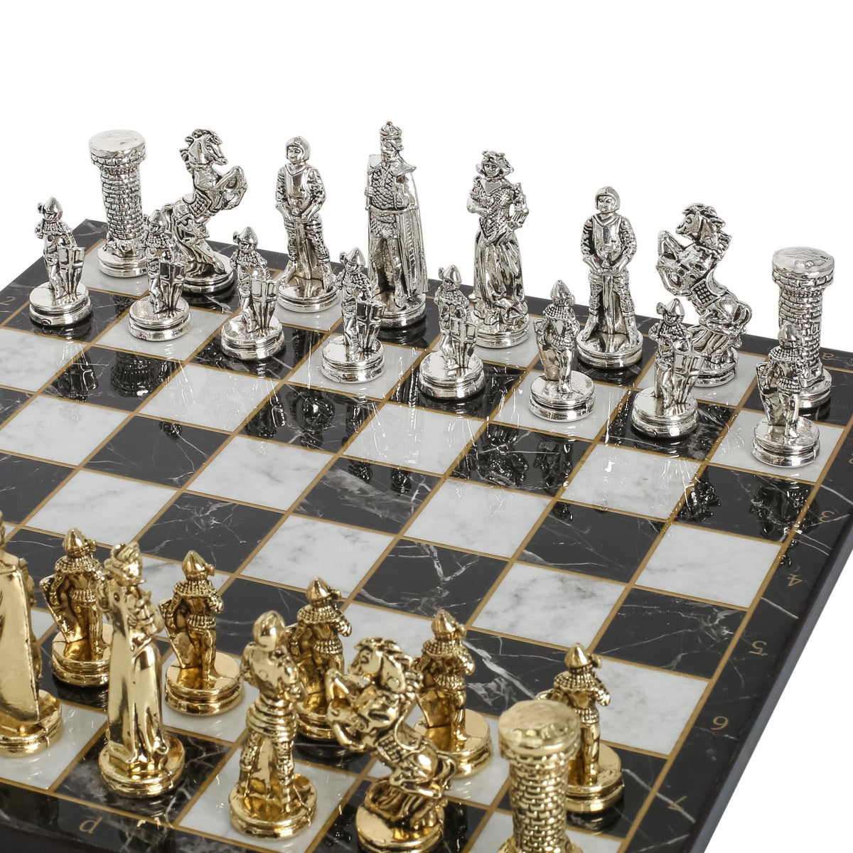 British Army Metal Chess Set | Wooden Chess Board 30CM (12") - Cooper Chess