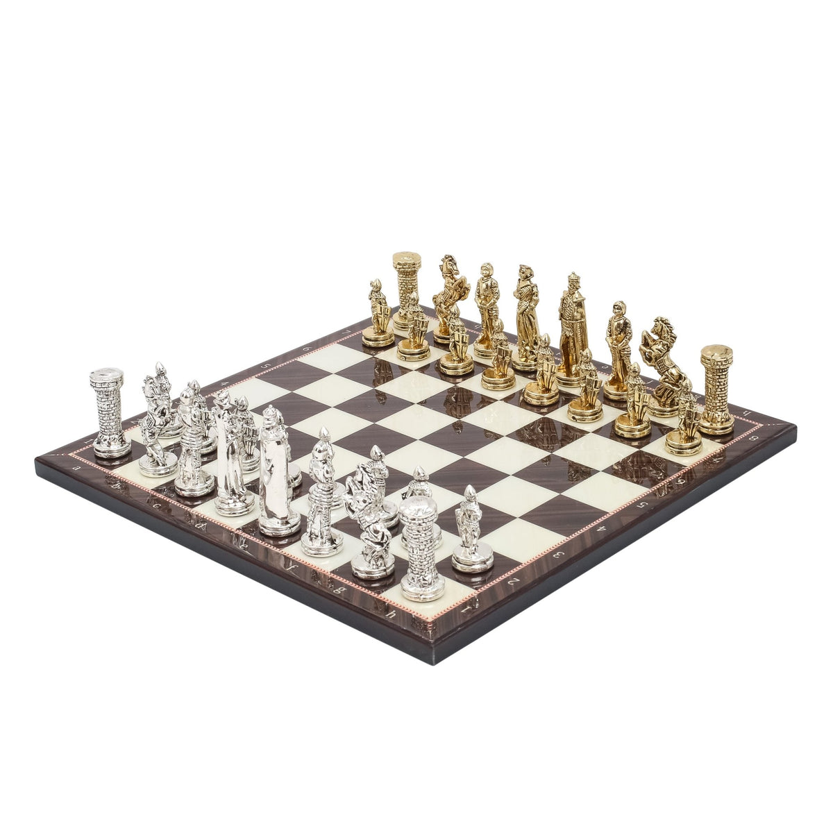 British Army Metal Chess Set | Wooden Chess Board 30CM (12") - Cooper Chess