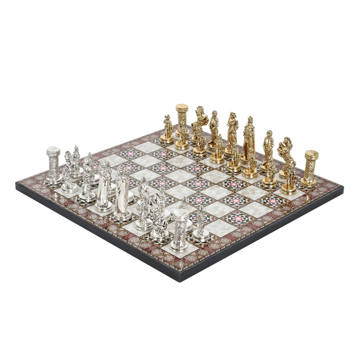 British Army Metal Chess Set | Wooden Chess Board 30CM (12") - Cooper Chess