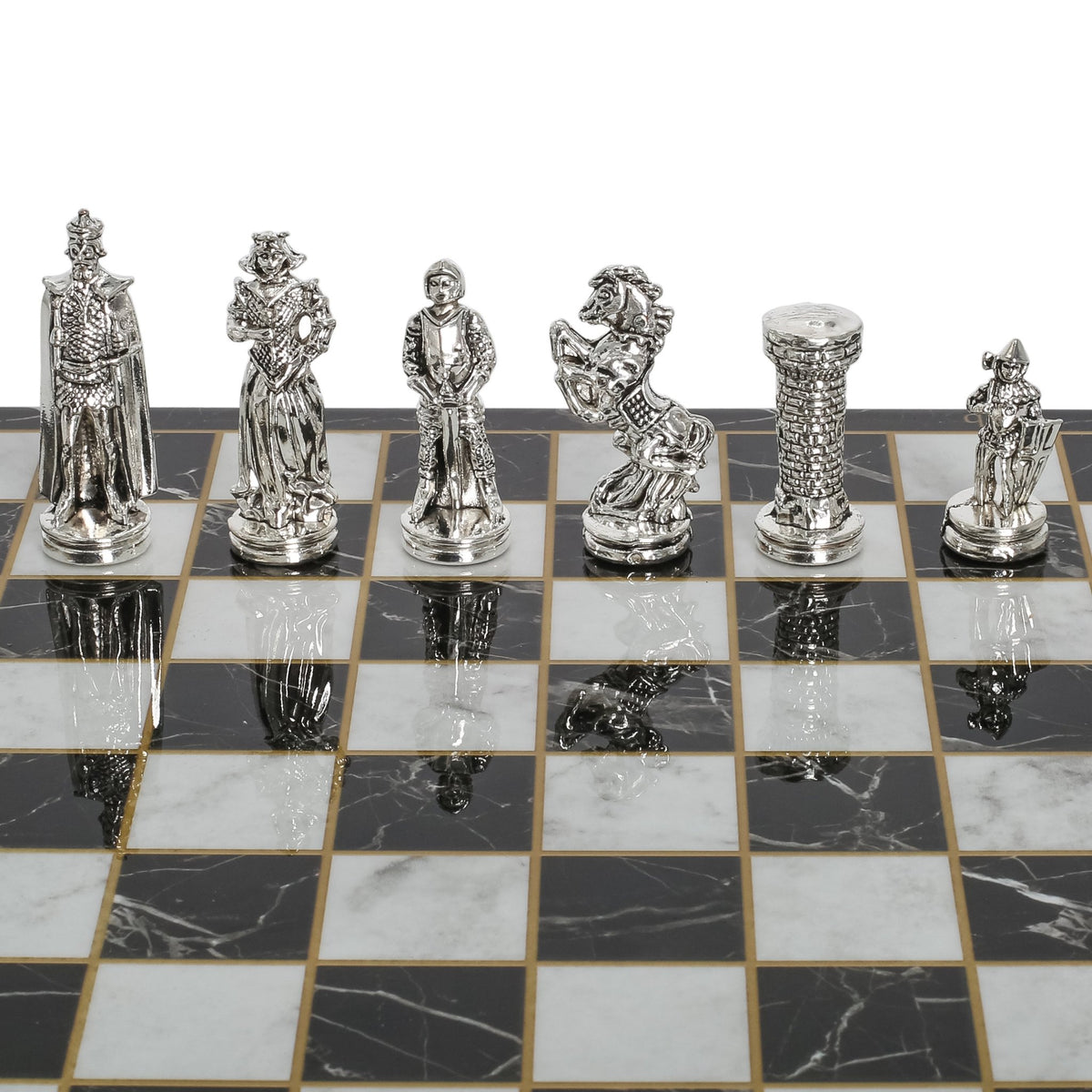 British Army Metal Chess Set | Wooden Chess Board 30CM (12") - Cooper Chess