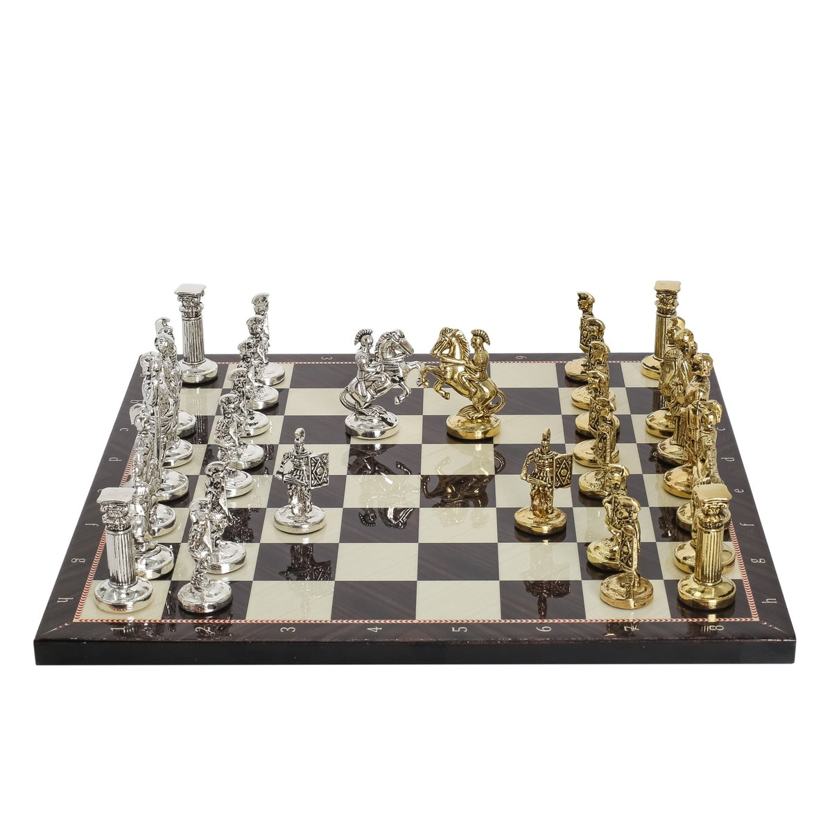 Roman Empire Caesar Metal Chess Set | Wooden Chess Board 30CM (12") | Model 2 - Cooper Chess