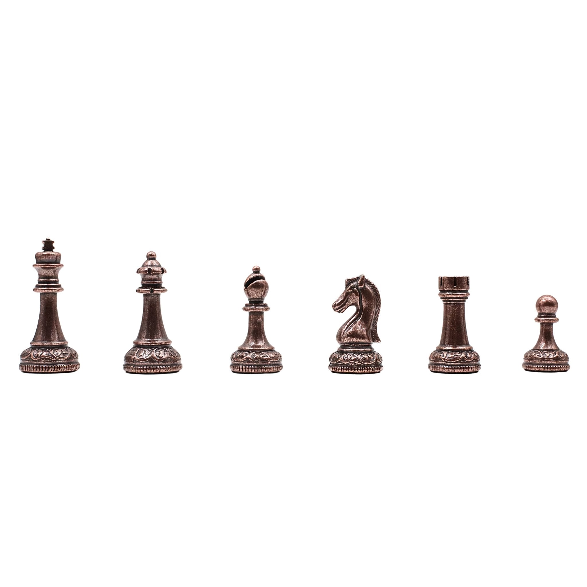 37 CM (15") Storage Chess Set with Metal Weighted Classic Baroque Figures (Bronze vs Silver) - Cooper Chess