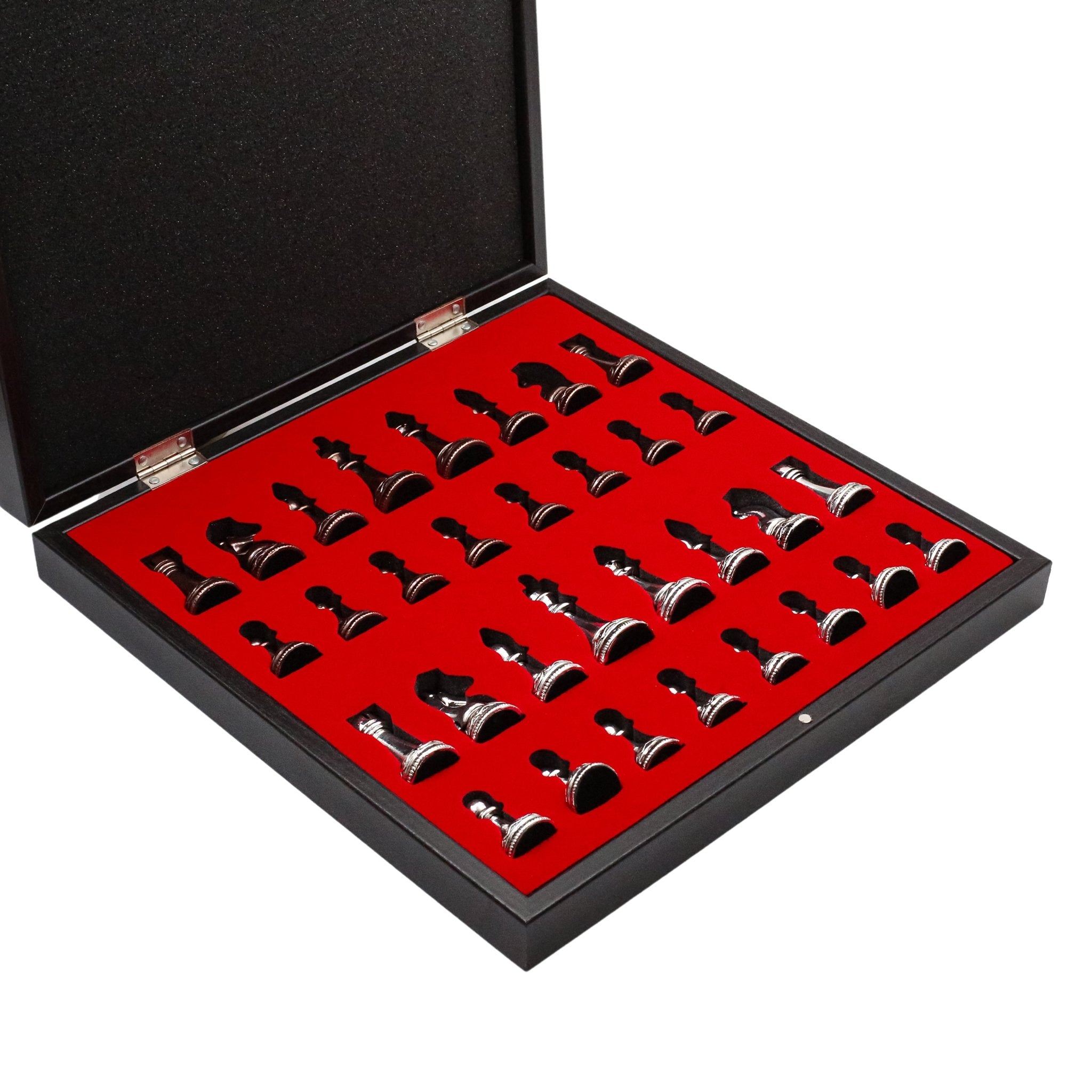 37 CM (15") Storage Chess Set with Metal Weighted Classic Baroque Figures (Bronze vs Silver) - Cooper Chess