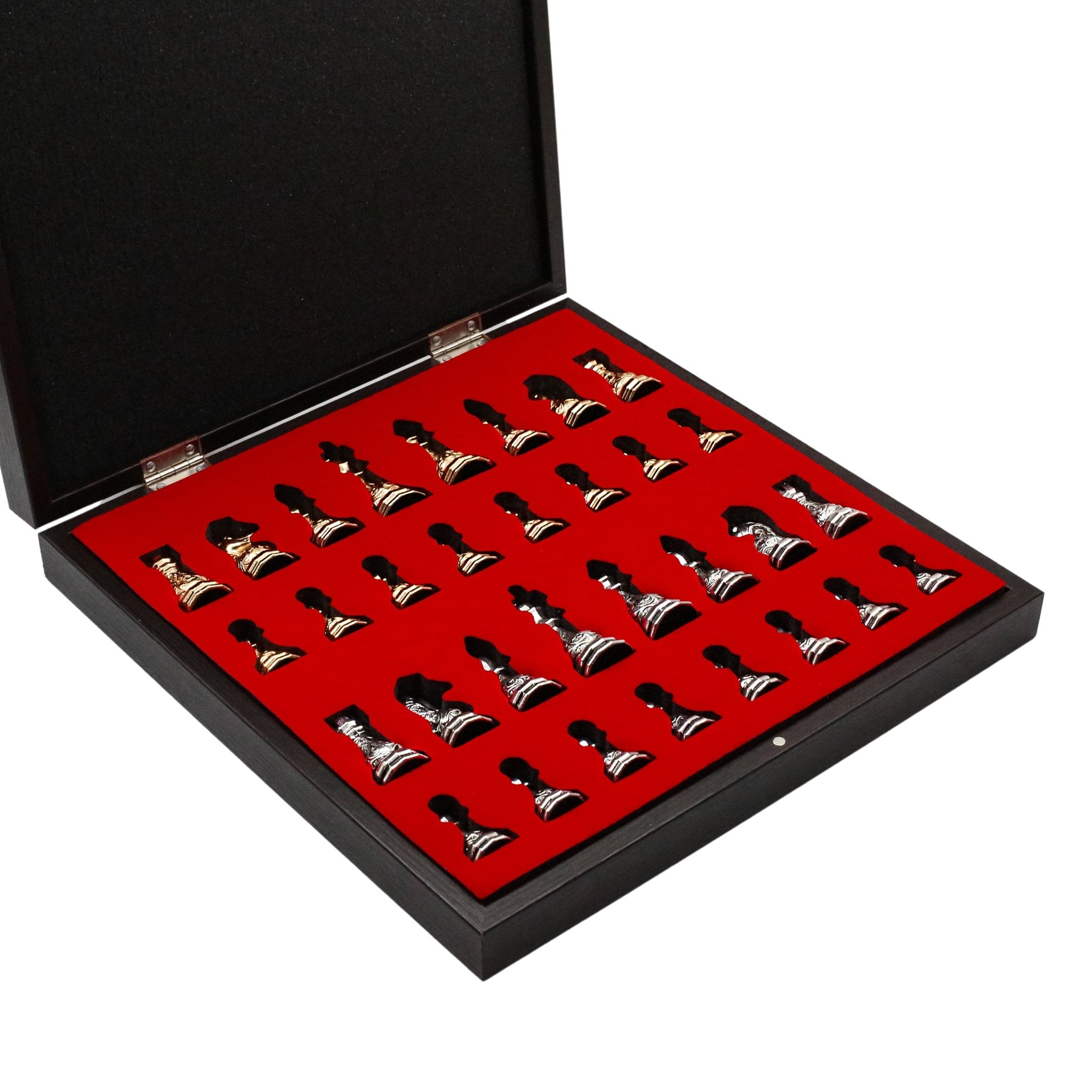 37 CM (15") Storage Chess Set with Metal Weighted Crystal Baroque Figures (Gold vs Silver) - Cooper Chess