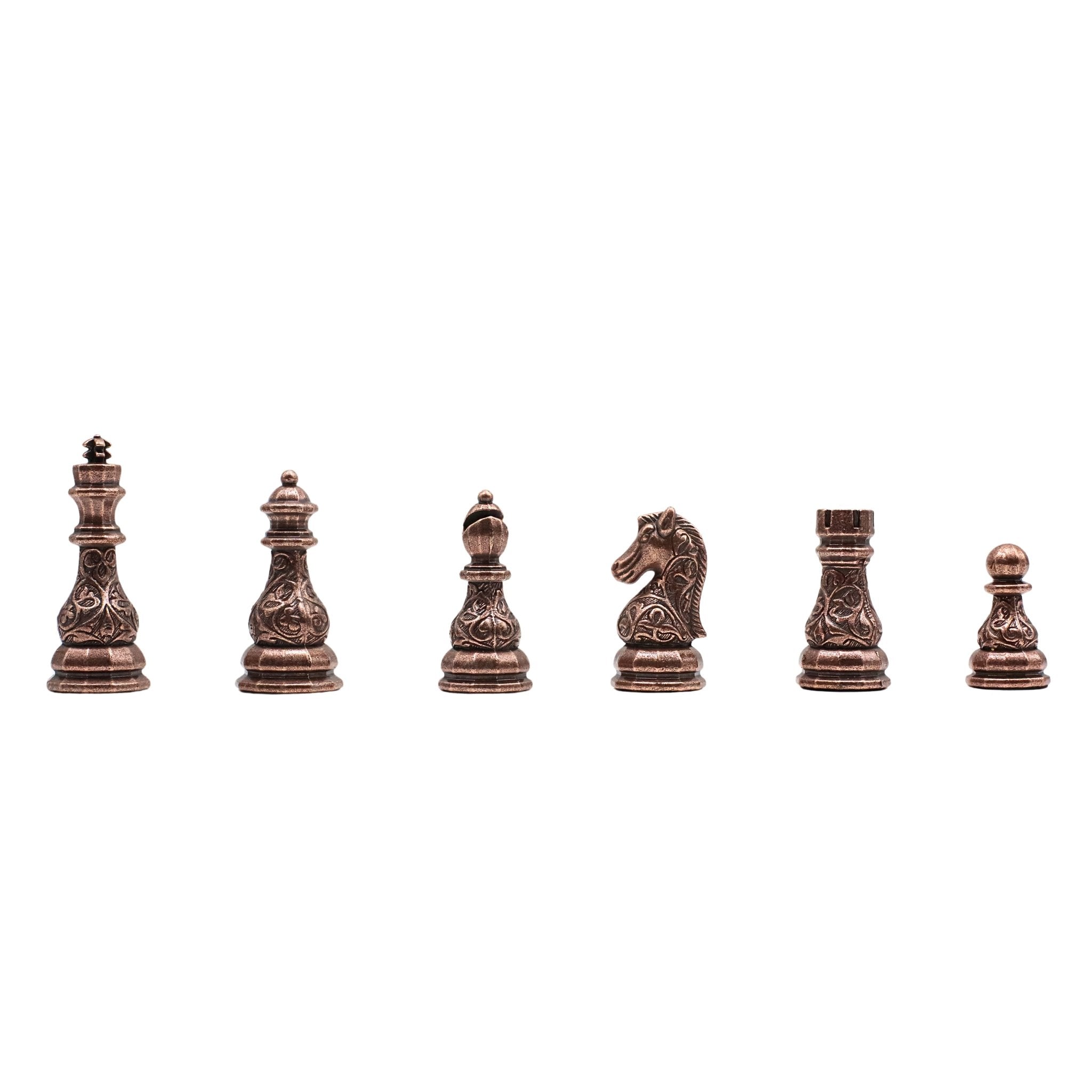 37 CM (15") Storage Chess Set with Metal Weighted Crystal Baroque Figures (Bronze vs Silver) - Cooper Chess