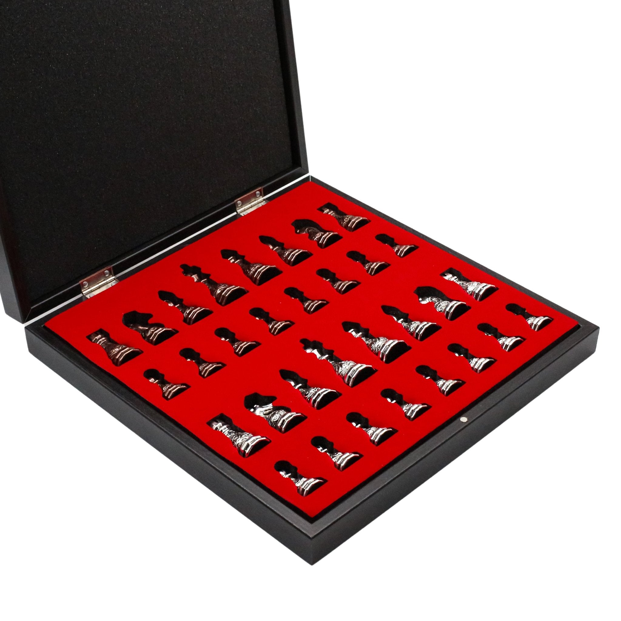 37 CM (15") Storage Chess Set with Metal Weighted Crystal Baroque Figures (Bronze vs Silver) - Cooper Chess