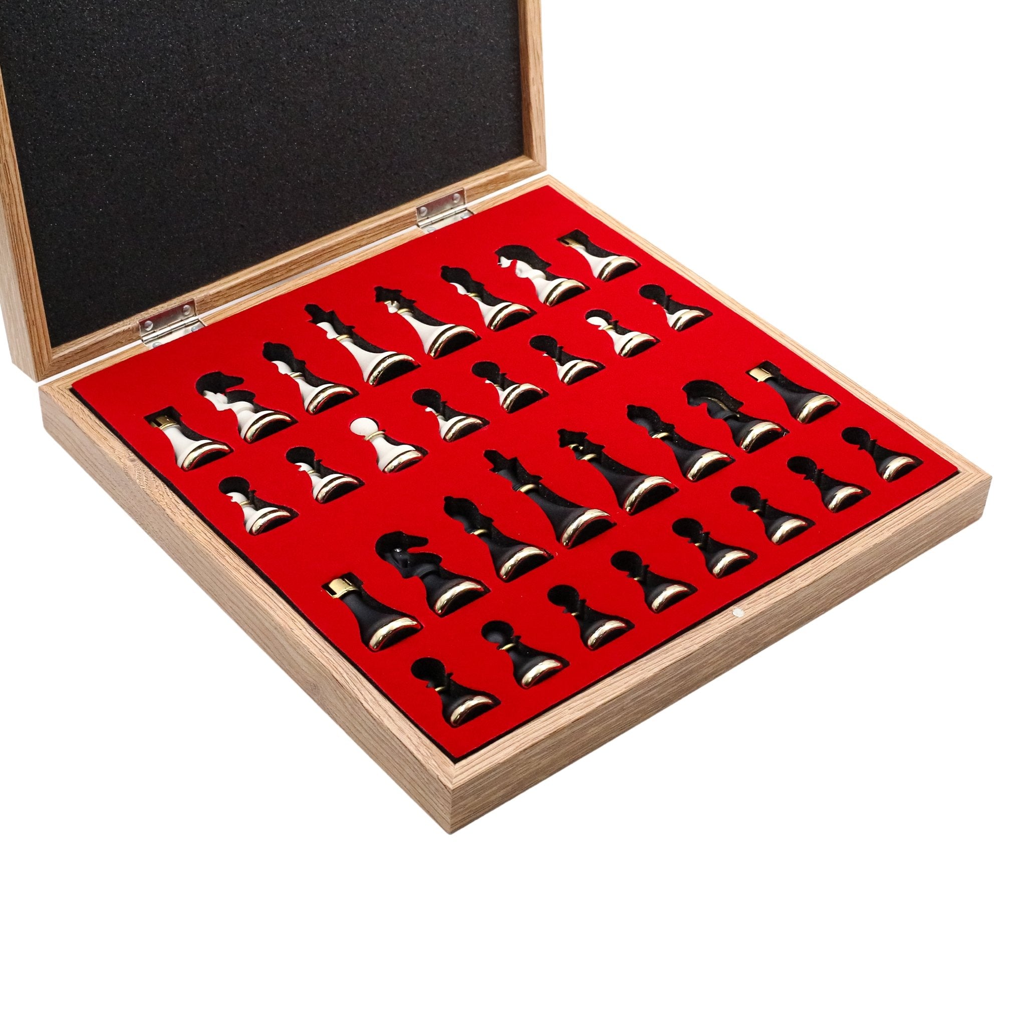 37 CM (15") Storage Chess Set with Metal Weighted Soft Touch Figures (White vs Black) - Cooper Chess