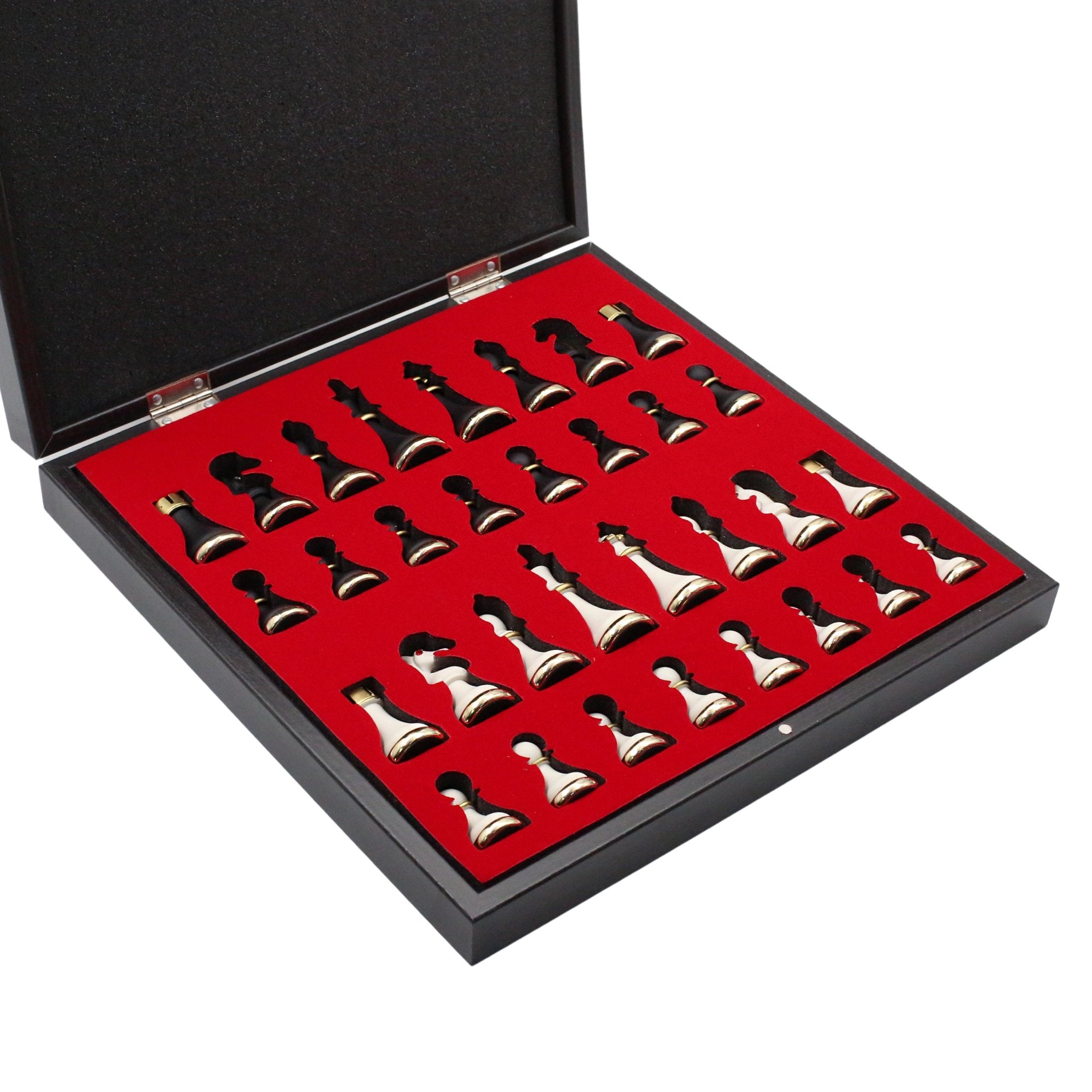 37 CM (15") Storage Chess Set with Metal Weighted Soft Touch Figures (White vs Black) - Cooper Chess
