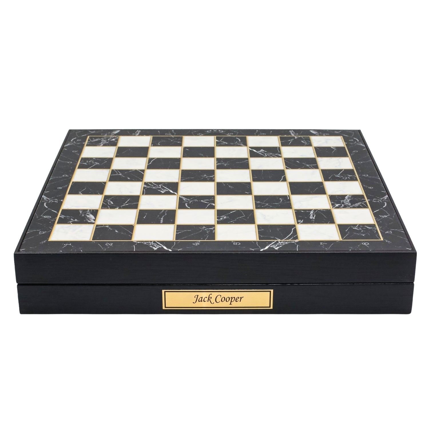37 CM (15") Storage Chess Set with Metal Weighted Soft Touch Figures (White vs Black) - Cooper Chess