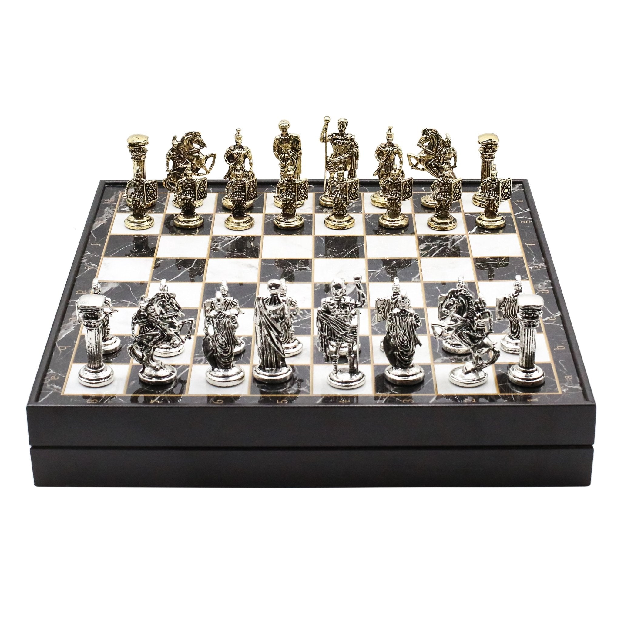 37 CM (15") Storage Chess Set with Die Cast Metal Figures (Roman Caesar) - Cooper Chess