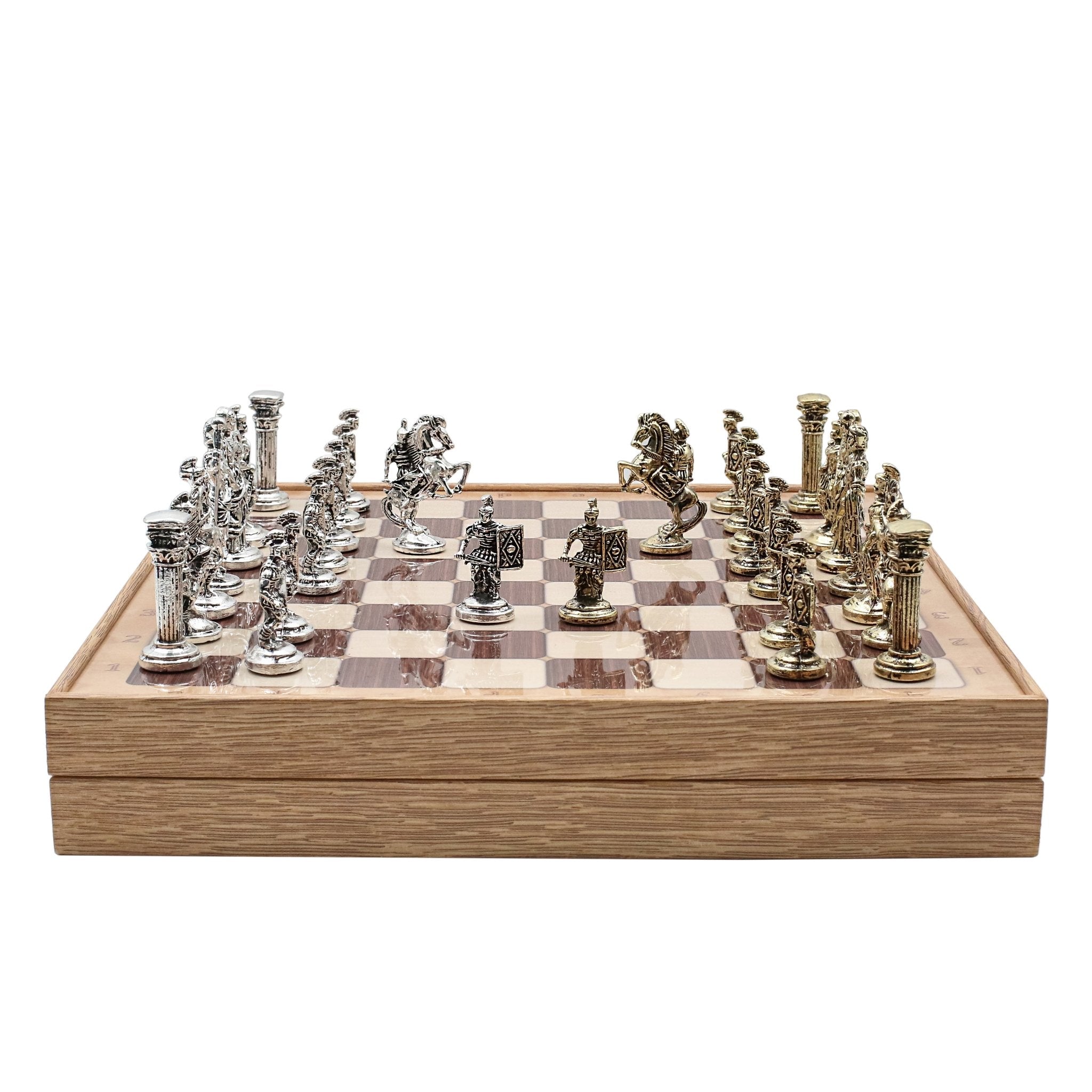 37 CM (15") Storage Chess Set with Die Cast Metal Figures (Roman Caesar) - Cooper Chess