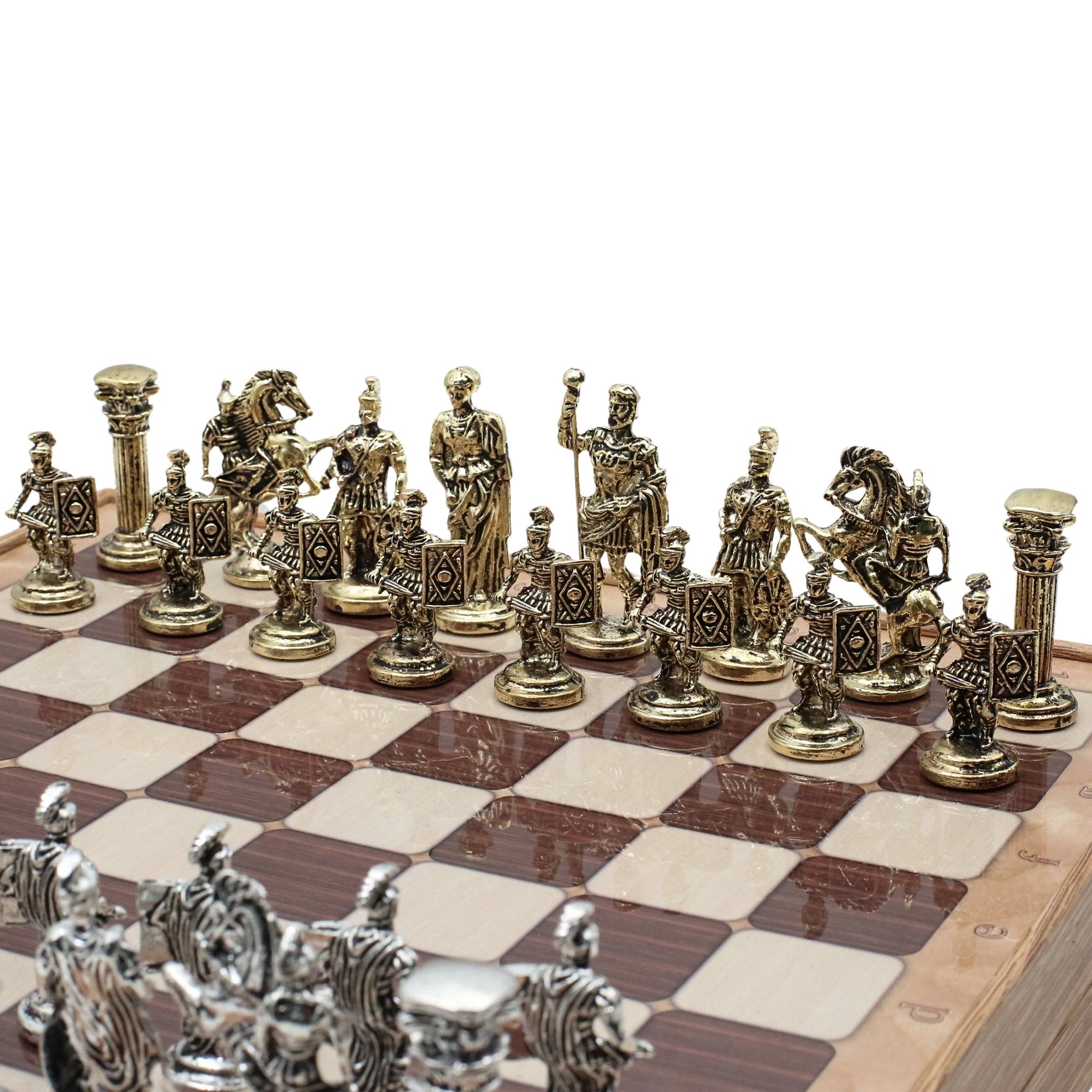37 CM (15") Storage Chess Set with Die Cast Metal Figures (Roman Caesar) - Cooper Chess