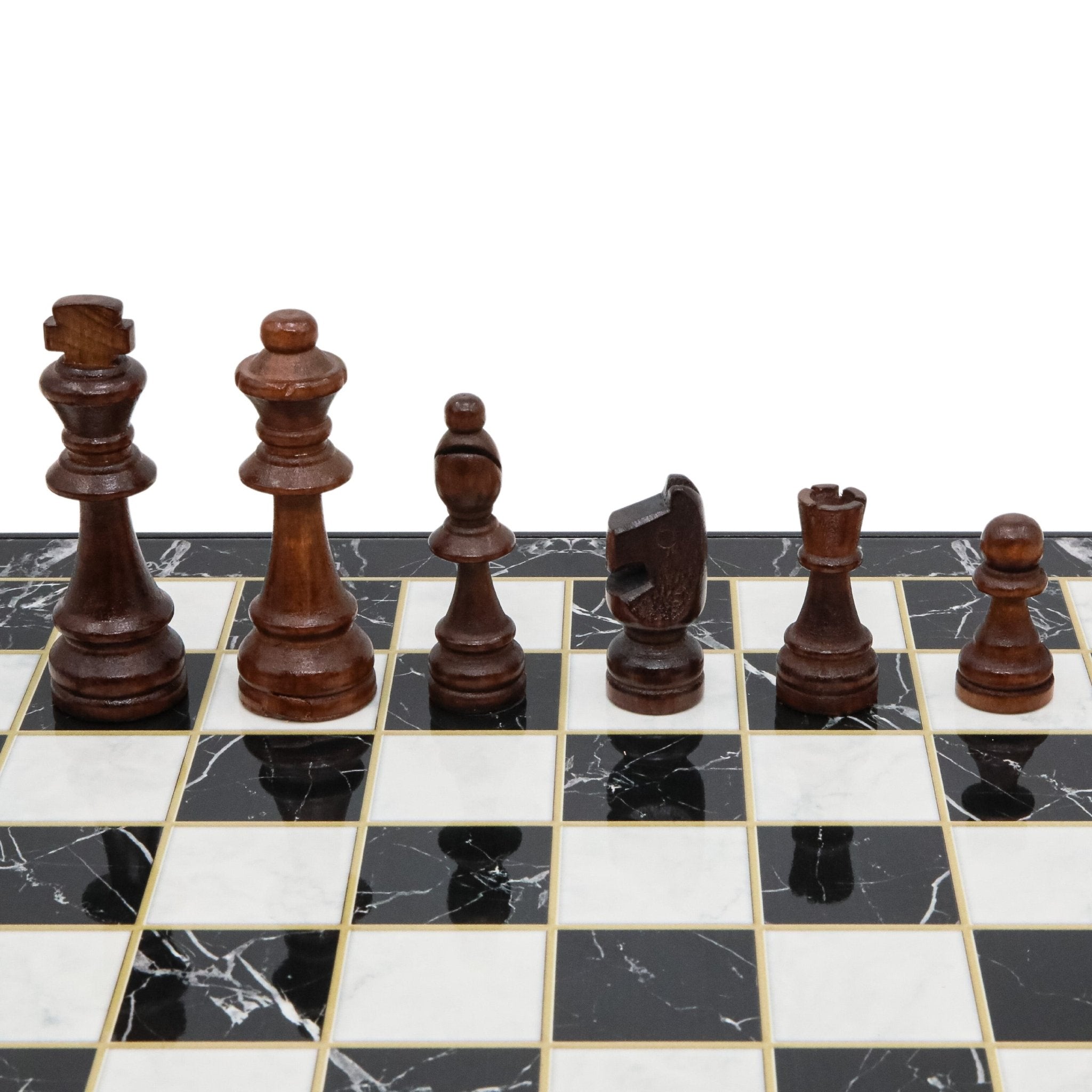 Wooden Storage Chess Set, Checkers, Draughts | 3in1 Game Set | 14 INCH (36CM) | Black Marble Colour - Cooper Chess