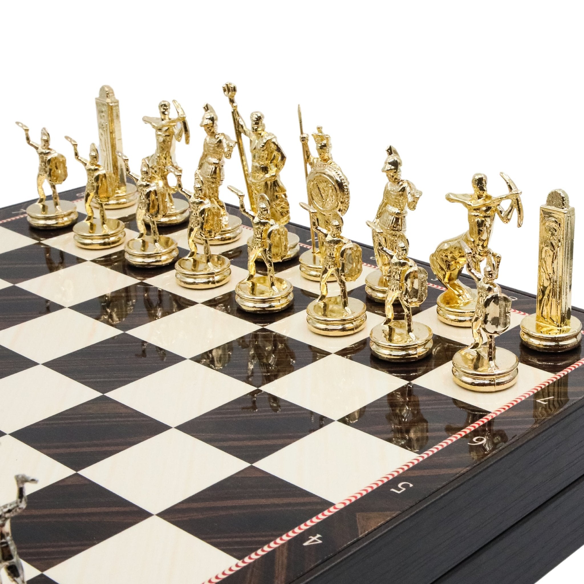 37 CM (15") Storage Chess Set with Die Cast Metal Figures (Greek Poseidon) - Cooper Chess