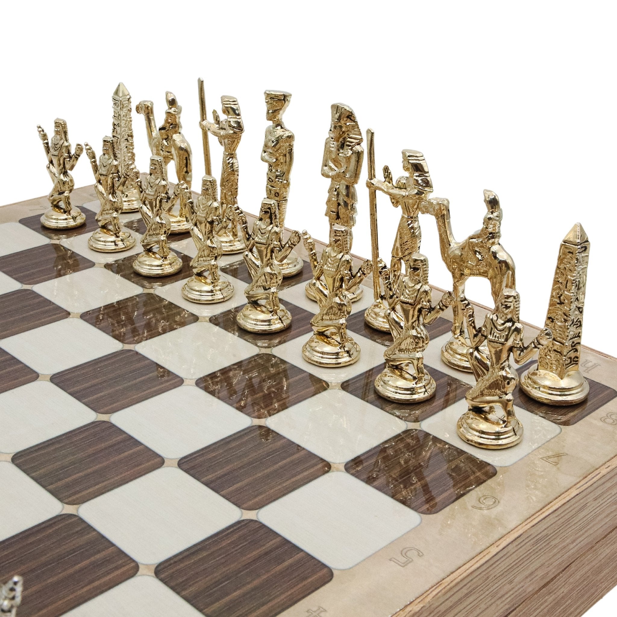 37 CM (15") Storage Chess Set with Die Cast Metal Figures (Egyptian Cleopatra) - Cooper Chess