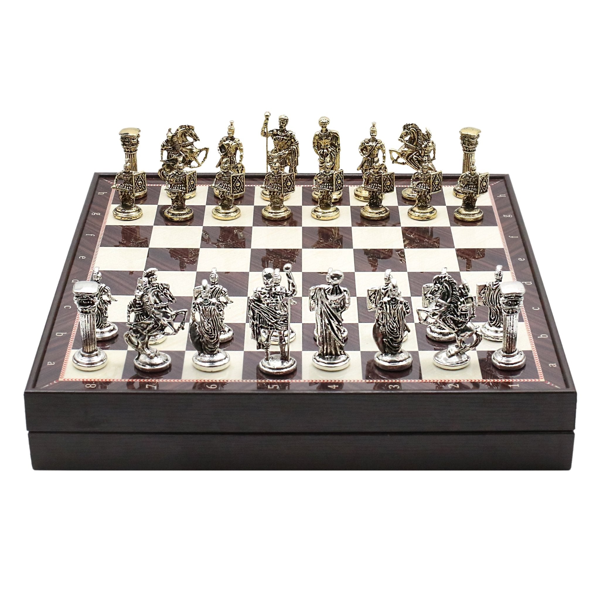 37 CM (15") Storage Chess Set with Die Cast Metal Figures (Roman Caesar) - Cooper Chess