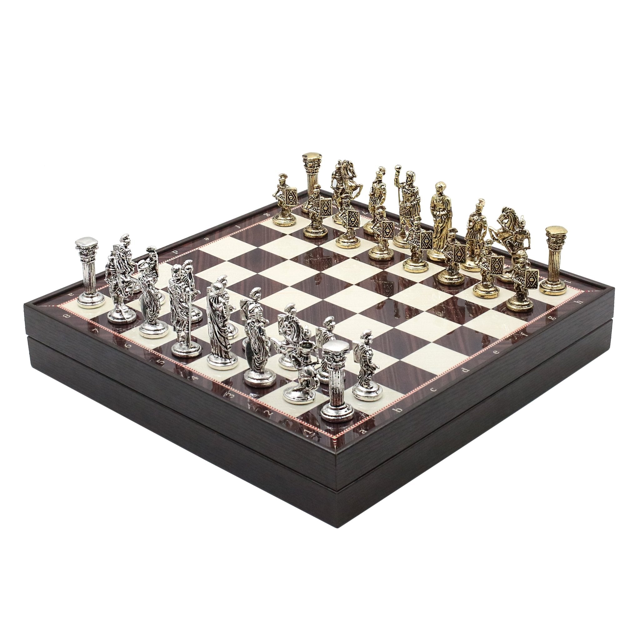 37 CM (15") Storage Chess Set with Die Cast Metal Figures (Roman Caesar) - Cooper Chess