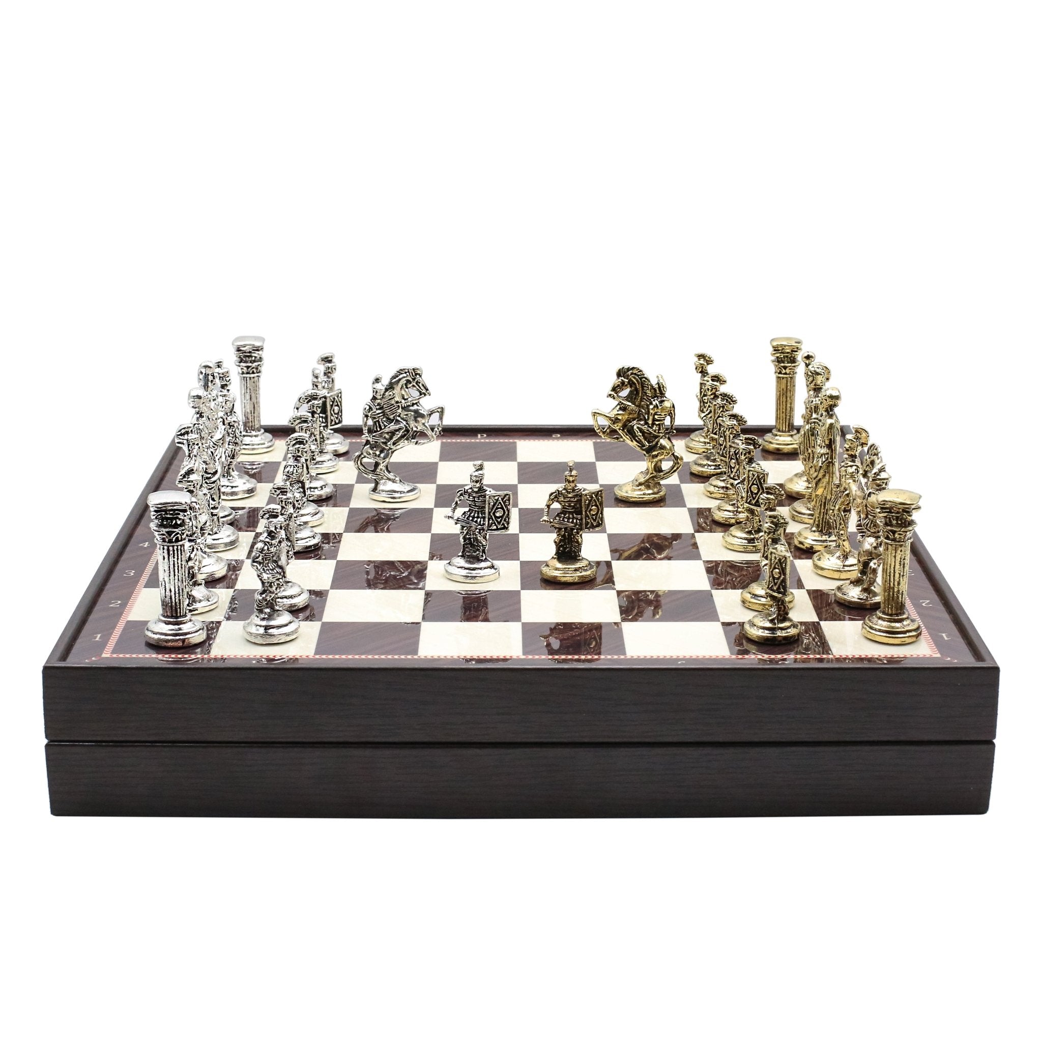 37 CM (15") Storage Chess Set with Die Cast Metal Figures (Roman Caesar) - Cooper Chess