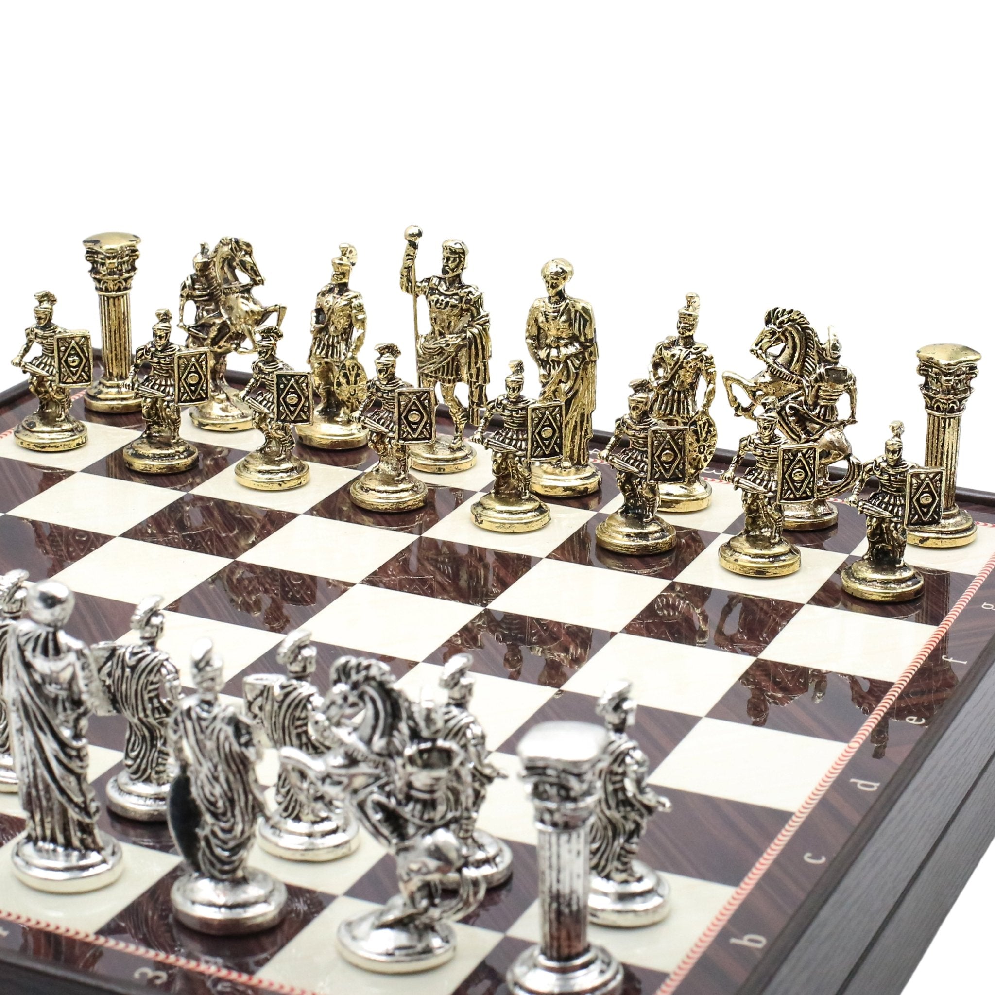 37 CM (15") Storage Chess Set with Die Cast Metal Figures (Roman Caesar) - Cooper Chess