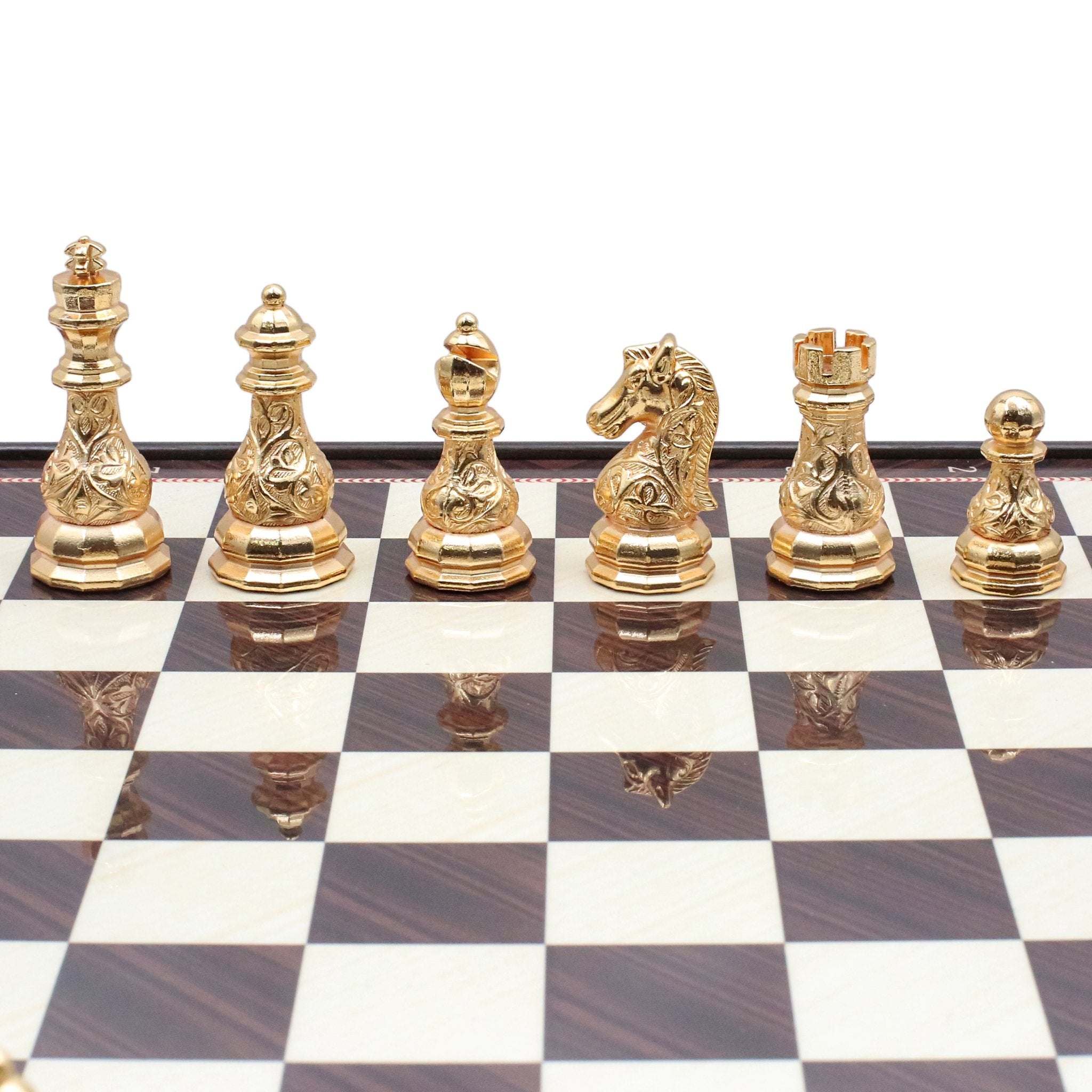 37 CM (15") Storage Chess Set with Metal Weighted Crystal Baroque Figures (Gold vs Silver) - Cooper Chess