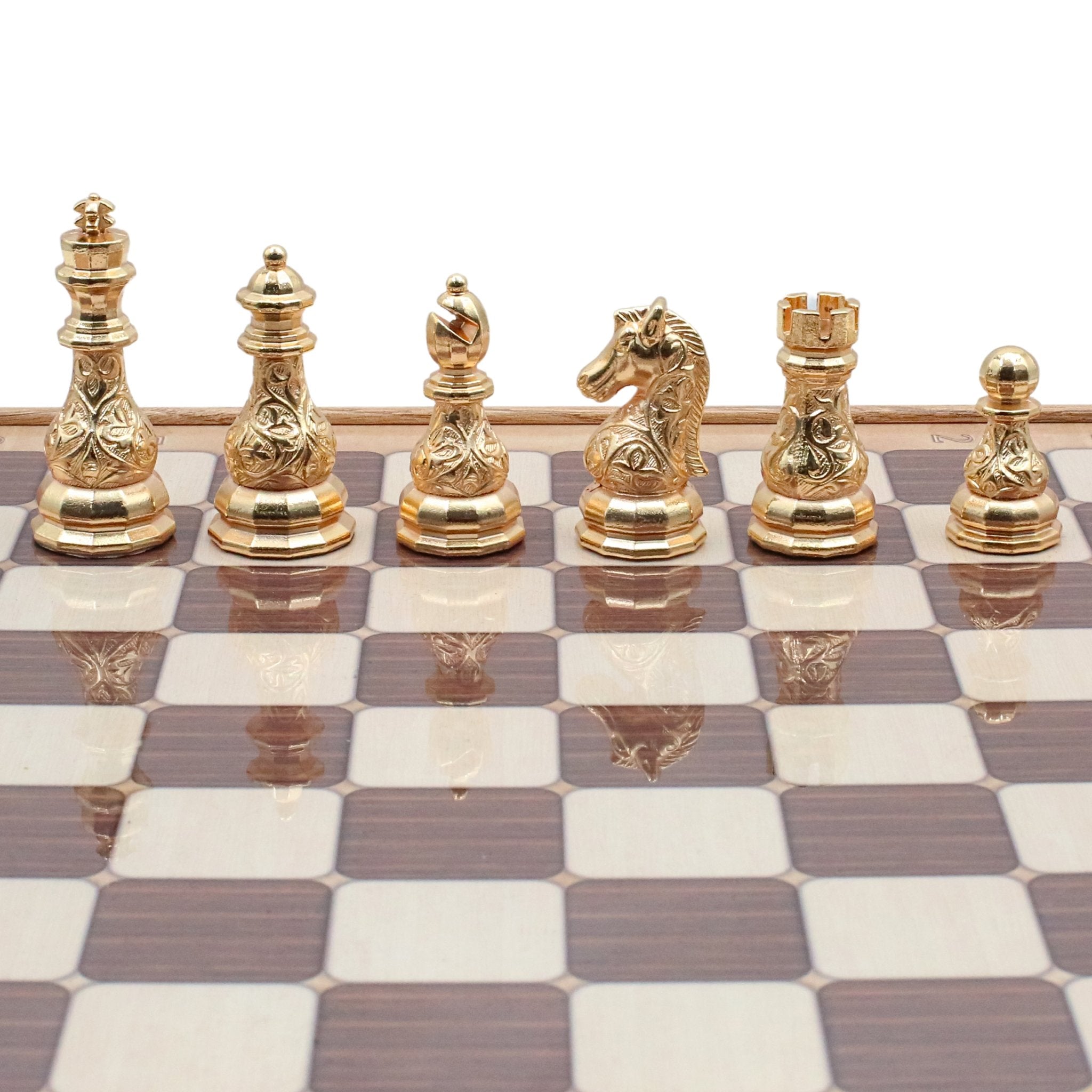 37 CM (15") Storage Chess Set with Metal Weighted Crystal Baroque Figures (Gold vs Silver) - Cooper Chess