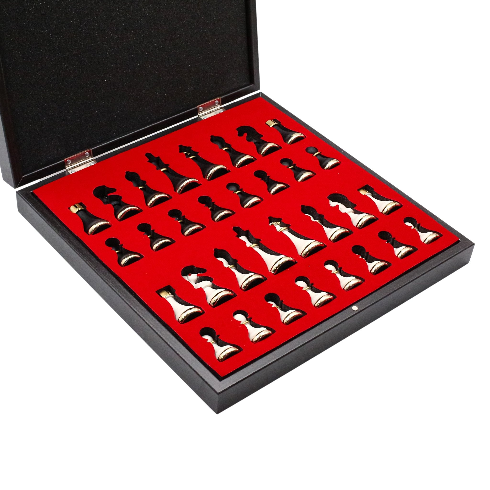 37 CM (15") Storage Chess Set with Metal Weighted Soft Touch Figures (White vs Black) - Cooper Chess