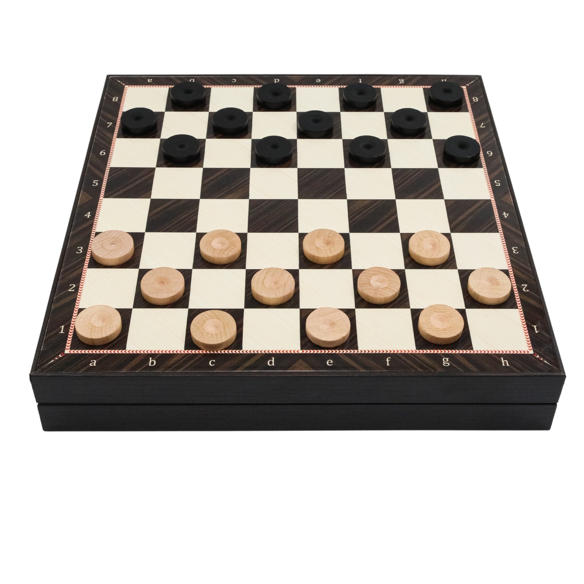 Wooden Storage Chess Set, Checkers, Draughts | 3in1 Game Set | 14 INCH (36CM) | Walnut Colour - Cooper Chess