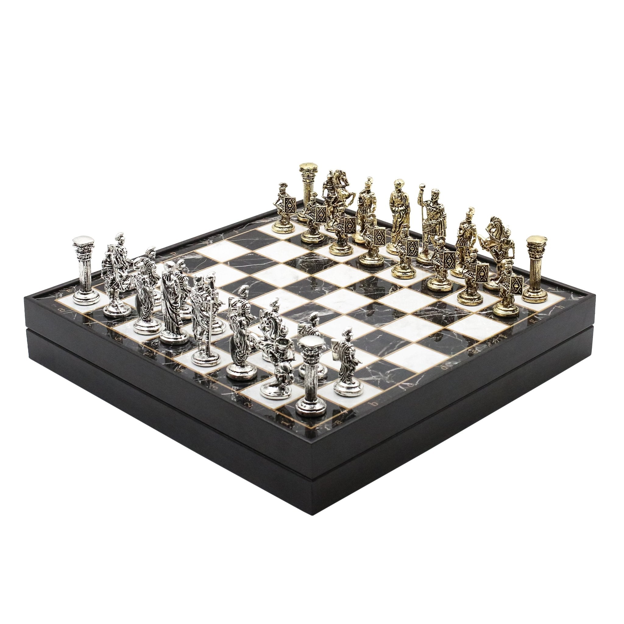 37 CM (15") Storage Chess Set with Die Cast Metal Figures (Roman Caesar) - Cooper Chess