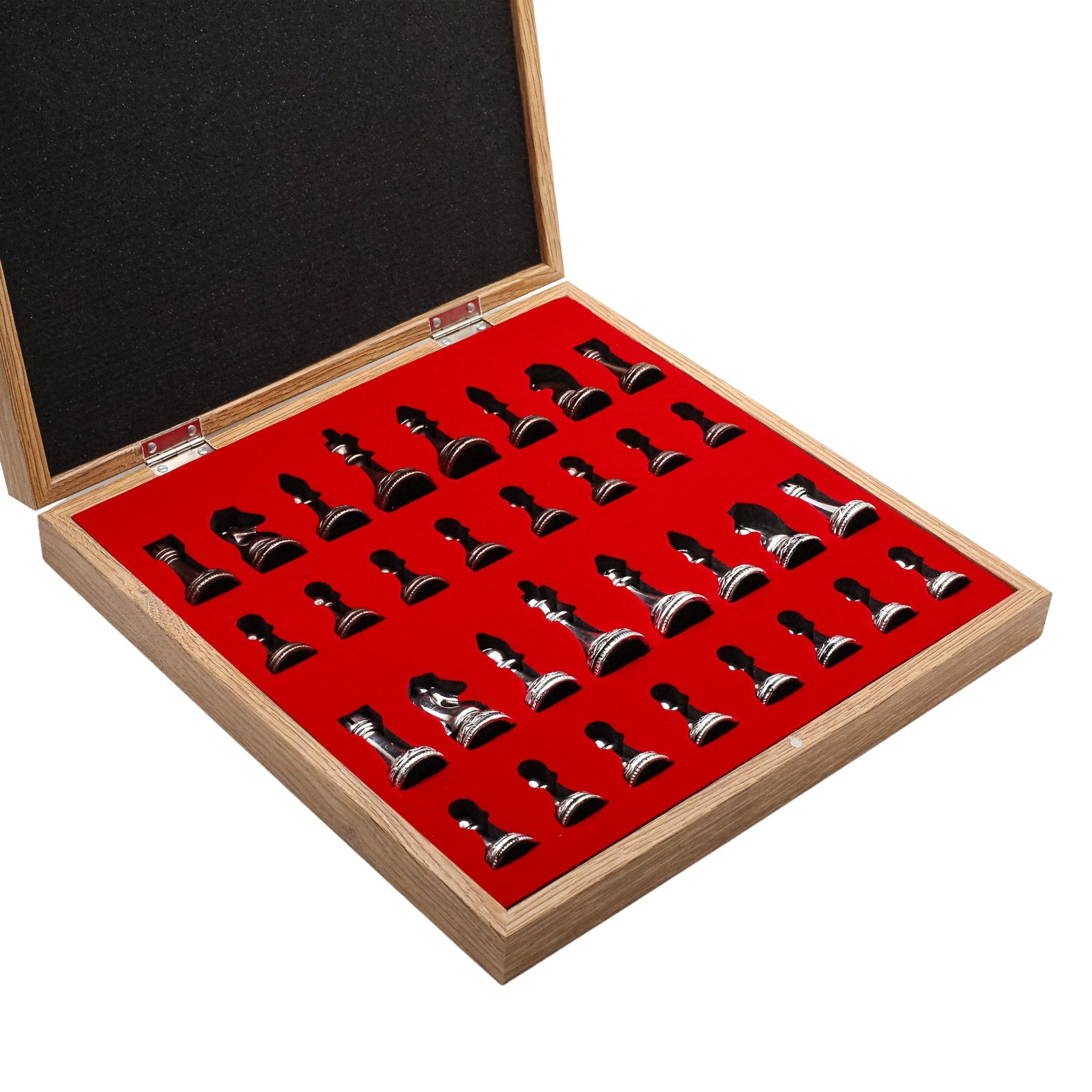 37 CM (15") Storage Chess Set with Metal Weighted Classic Baroque Figures (Bronze vs Silver) - Cooper Chess