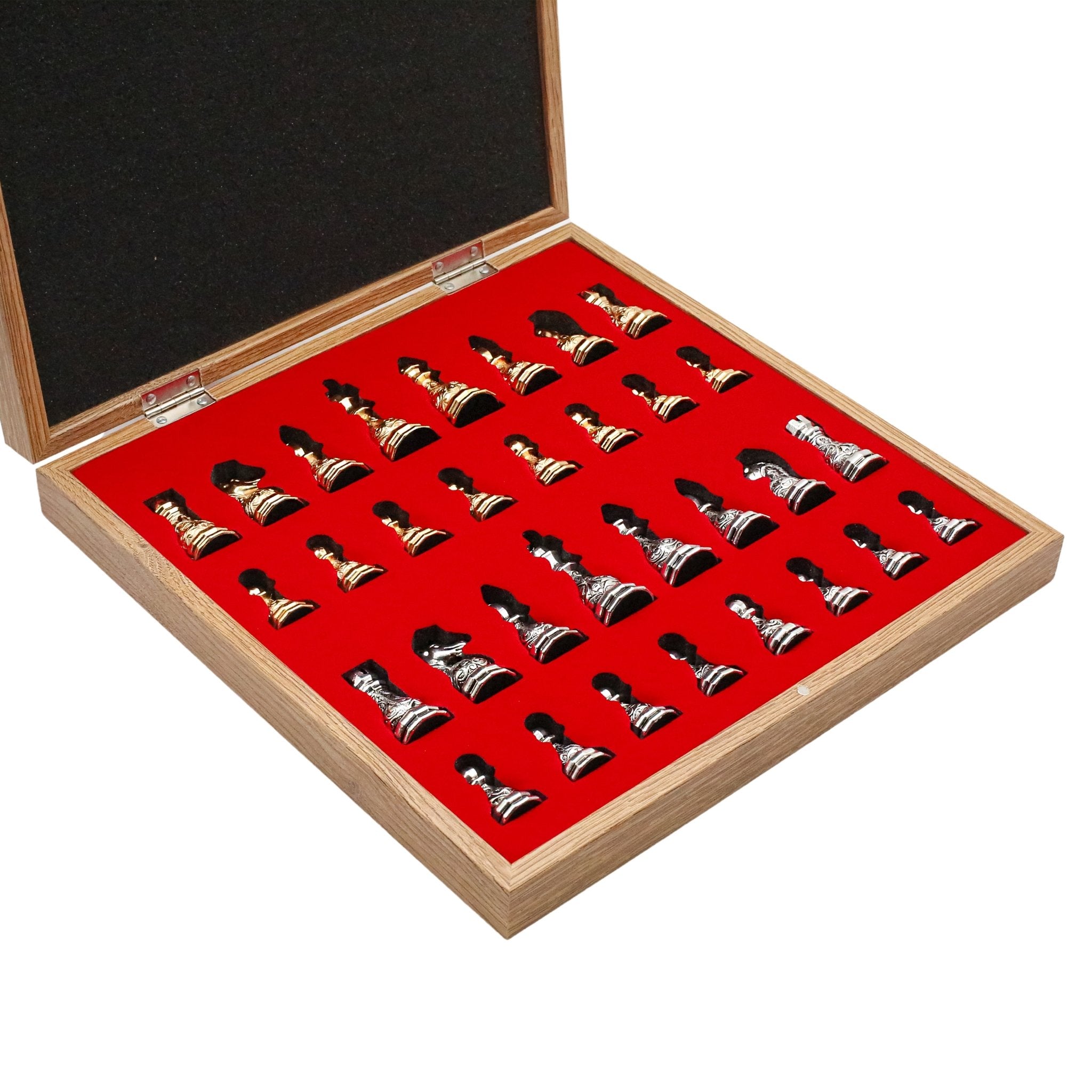 37 CM (15") Storage Chess Set with Metal Weighted Crystal Baroque Figures (Gold vs Silver) - Cooper Chess