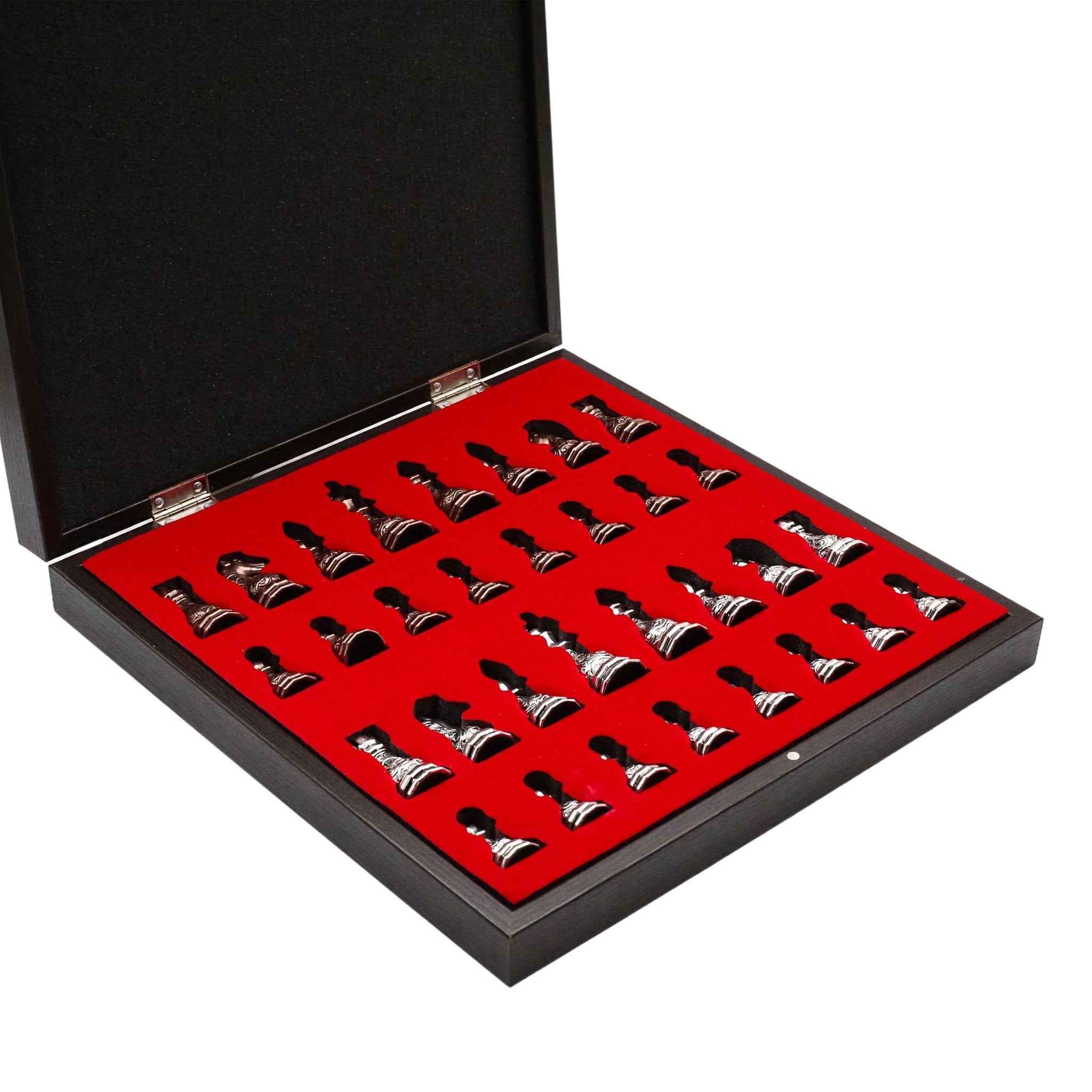 37 CM (15") Storage Chess Set with Metal Weighted Crystal Baroque Figures (Bronze vs Silver) - Cooper Chess