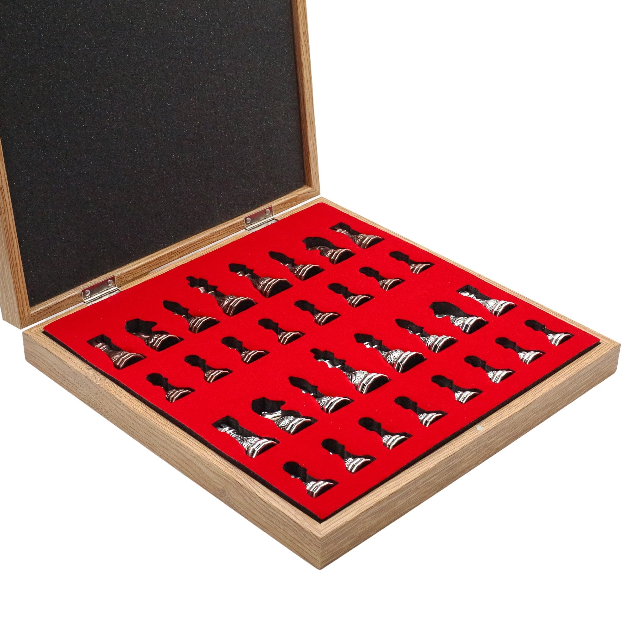 37 CM (15") Storage Chess Set with Metal Weighted Crystal Baroque Figures (Bronze vs Silver) - Cooper Chess