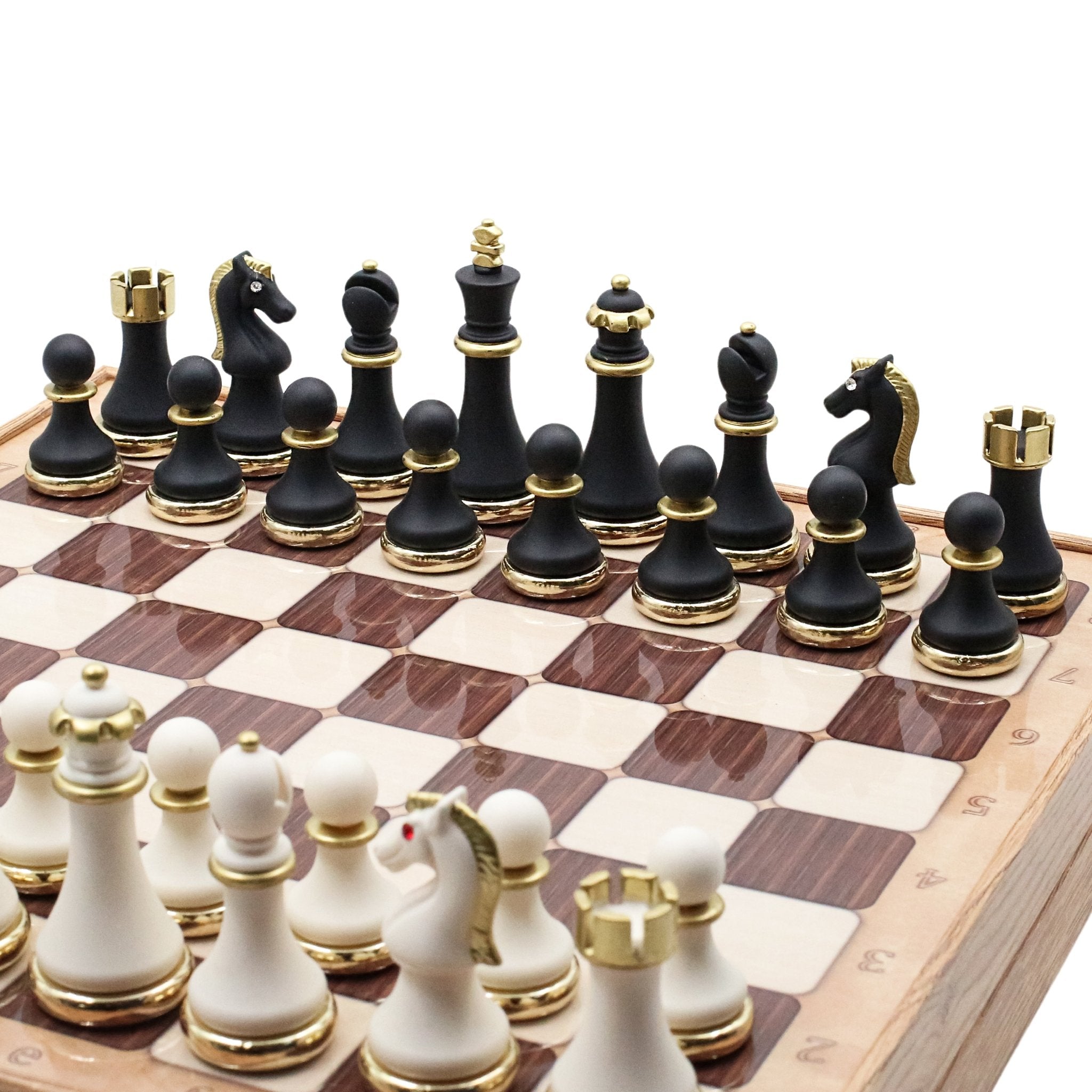 37 CM (15") Storage Chess Set with Metal Weighted Soft Touch Figures (White vs Black) - Cooper Chess