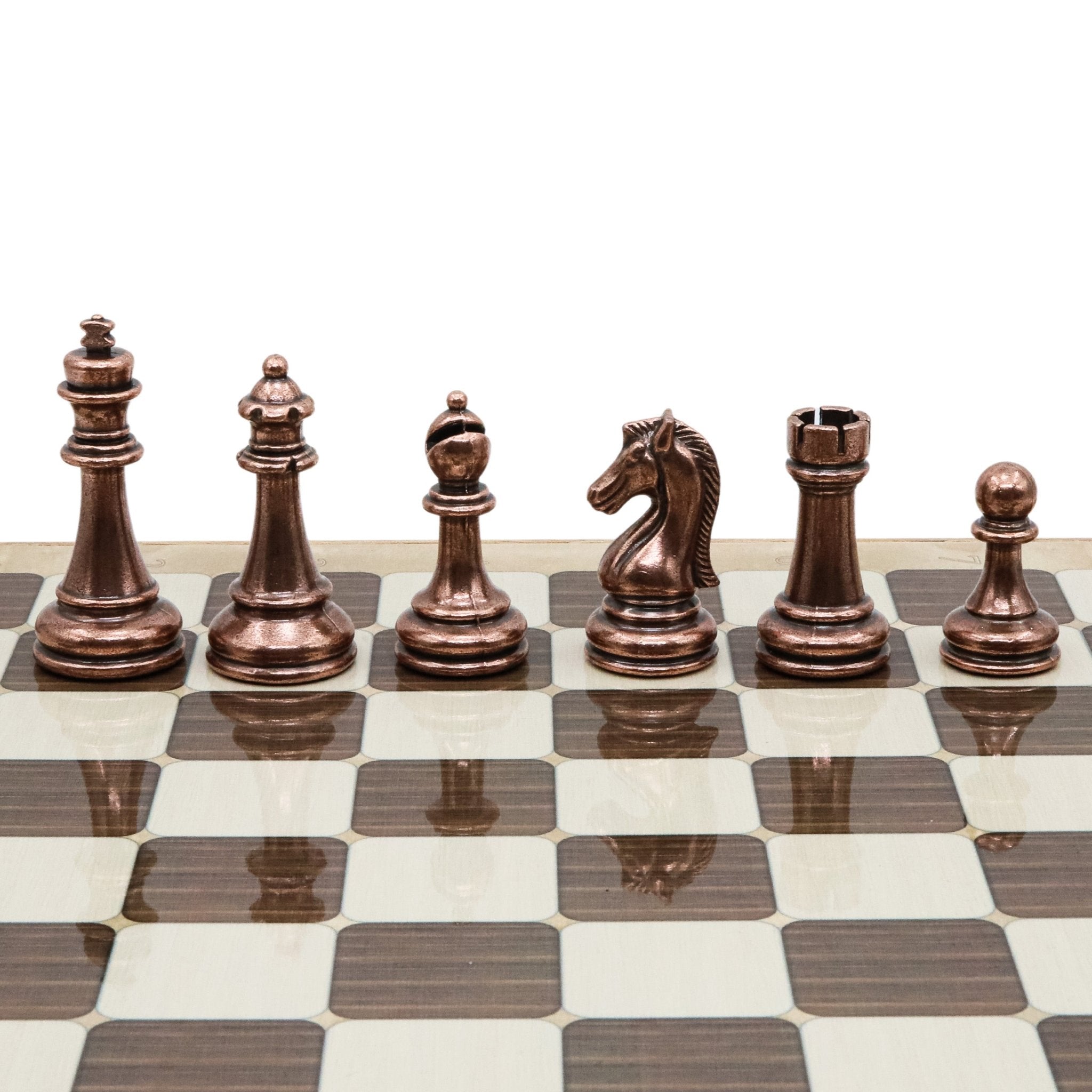 37 CM (15") Storage Chess Set with Metal Weighted Staunton Figures (Bronze vs Silver) - Cooper Chess